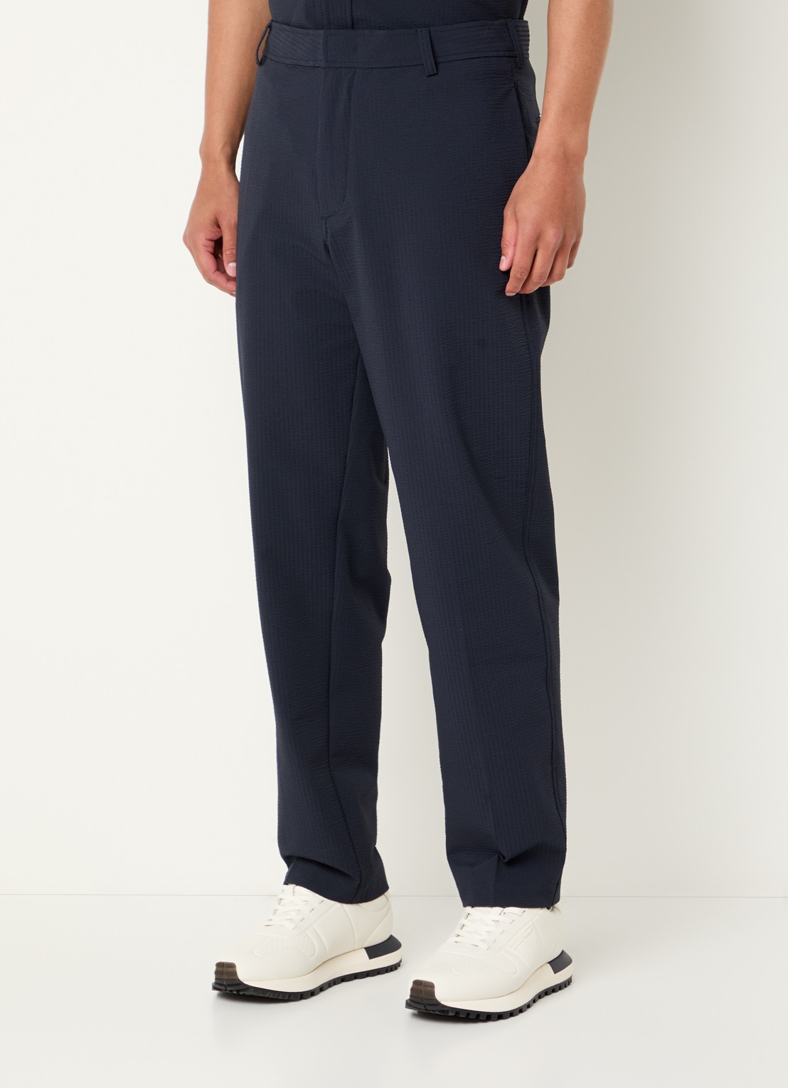 Armani Tapered fit pantalon van crêpe met steekzakken - detail 4 donkerblauw