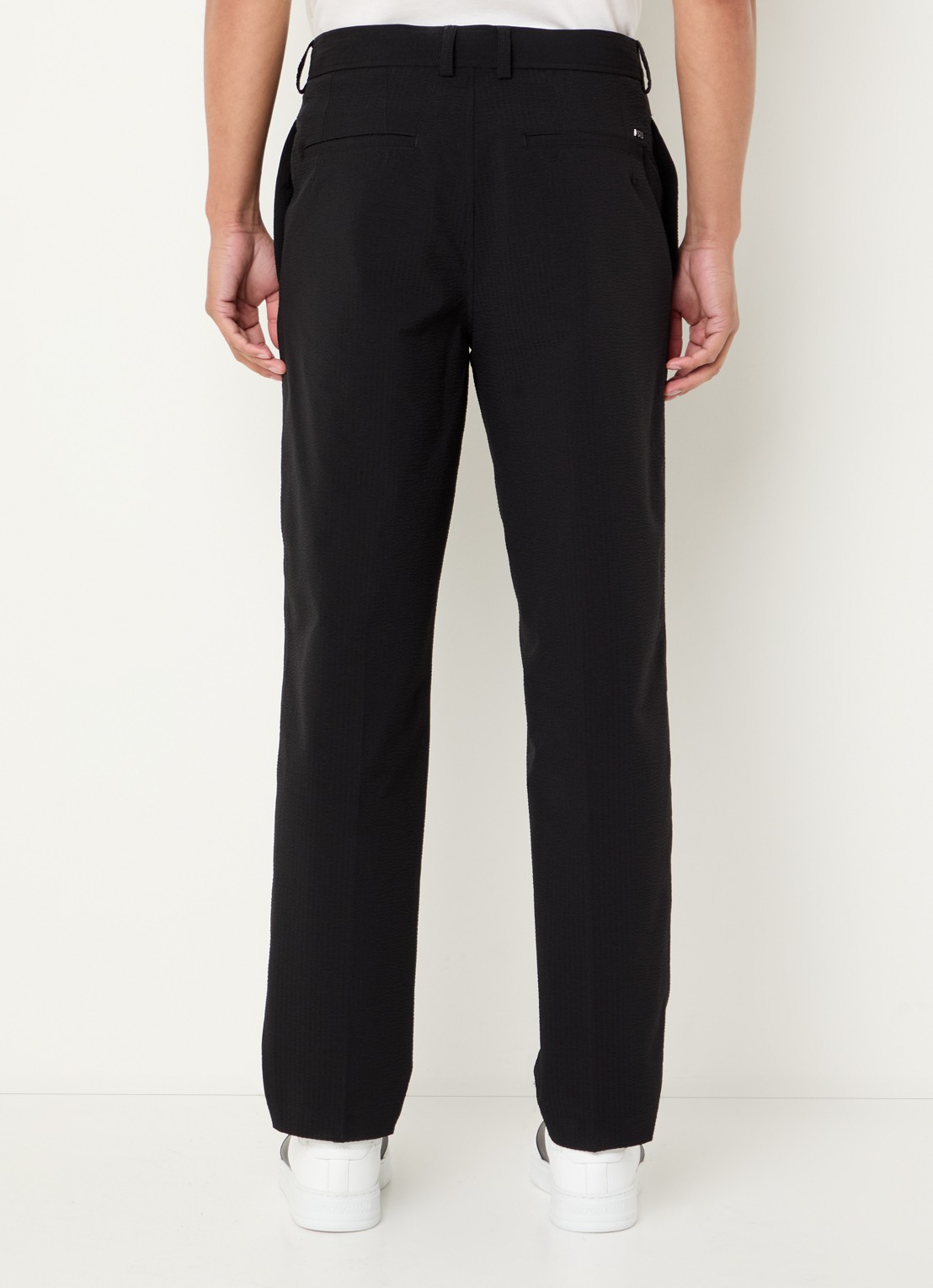Armani Tapered fit pantalon van crêpe met steekzakken - achterkant zwart