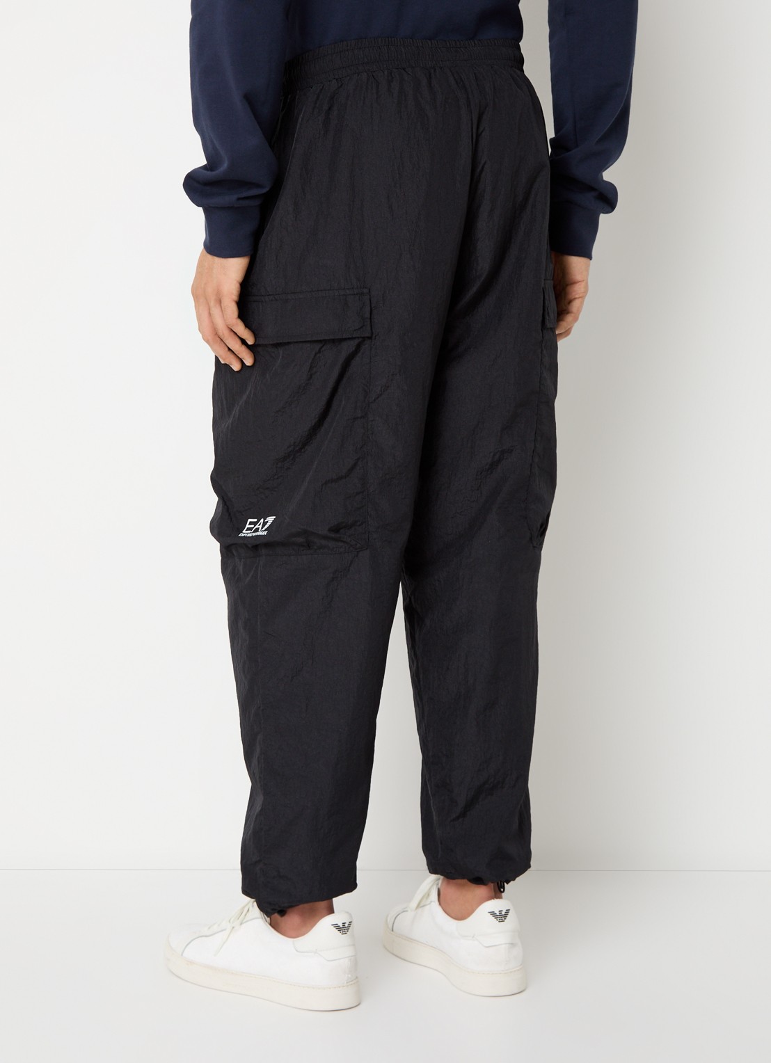 Armani Tapered fit trackpants met logo en steekzakken - achterkant zwart