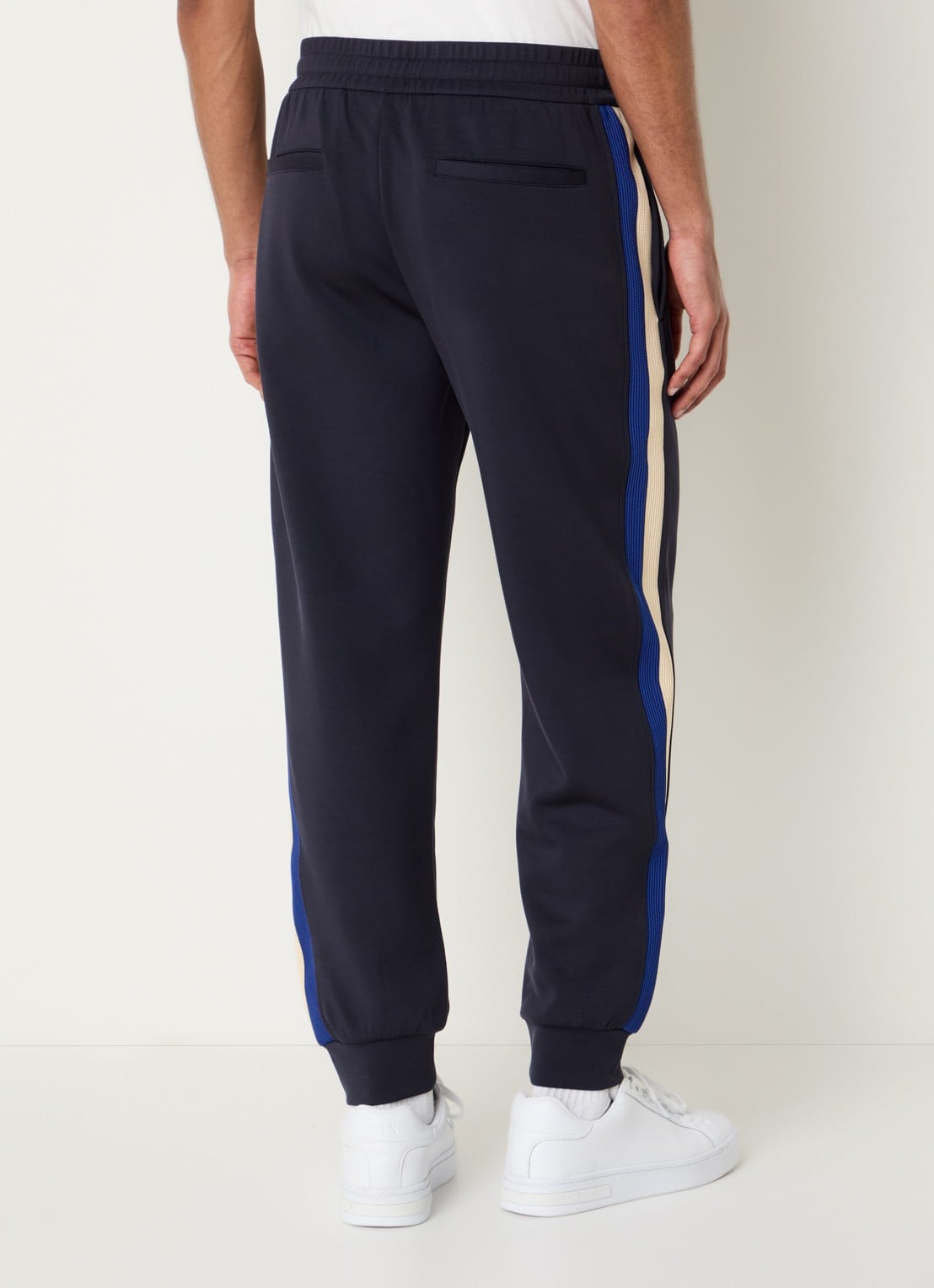Armani Tapered fit trackpants met paspelzakken - achterkant 3 donkerblauw