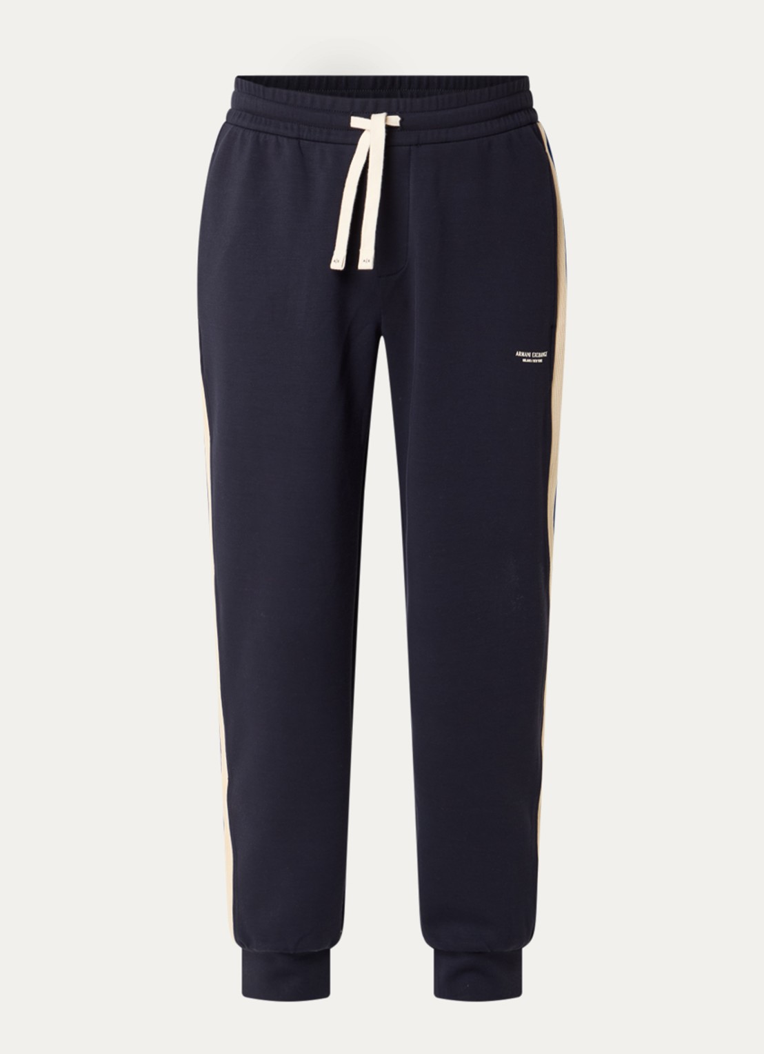 Armani Tapered fit trackpants met paspelzakken - voorkant donkerblauw