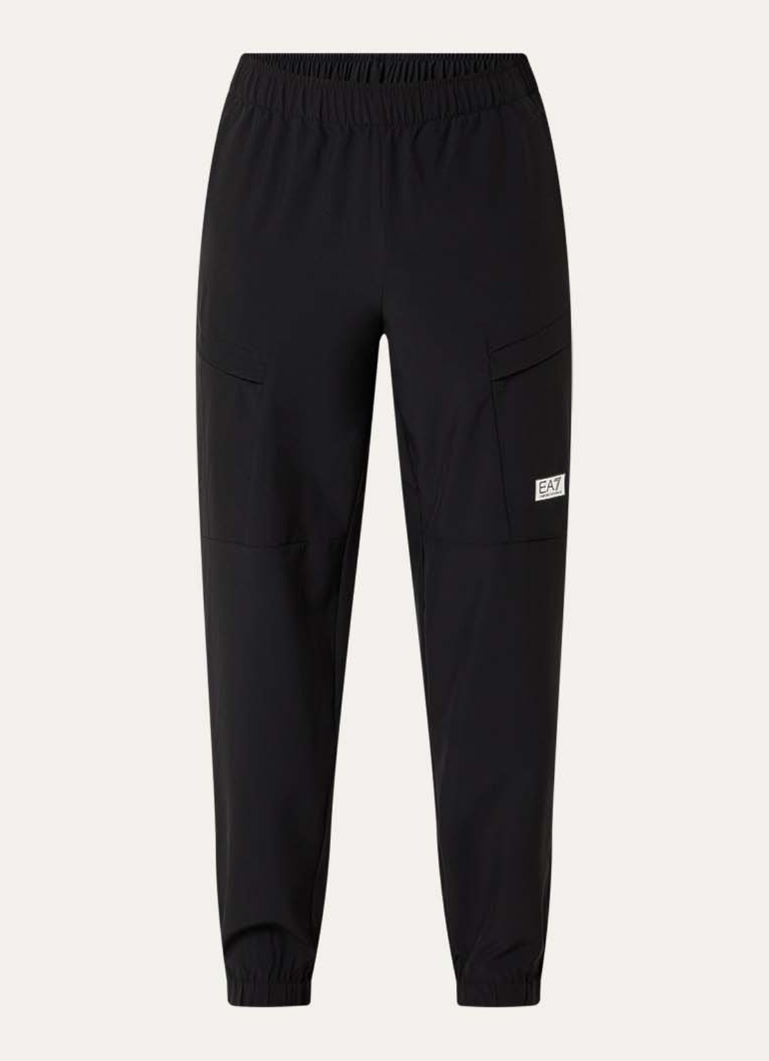 Armani Tapered fit trainingsbroek met logo - voorkant 3 zwart