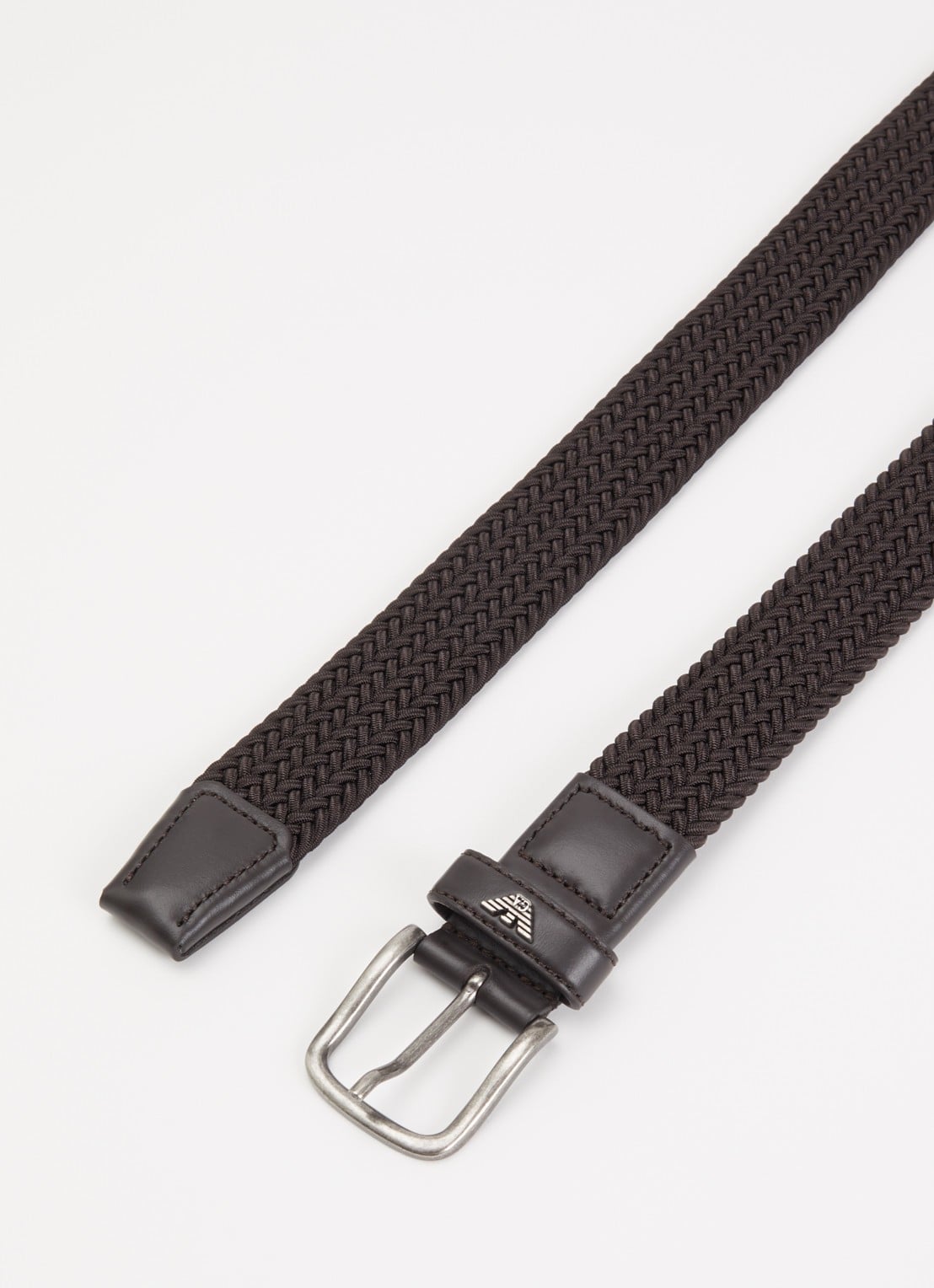 Armani Tongue riem met details van leer - detail 2 donkerbruin