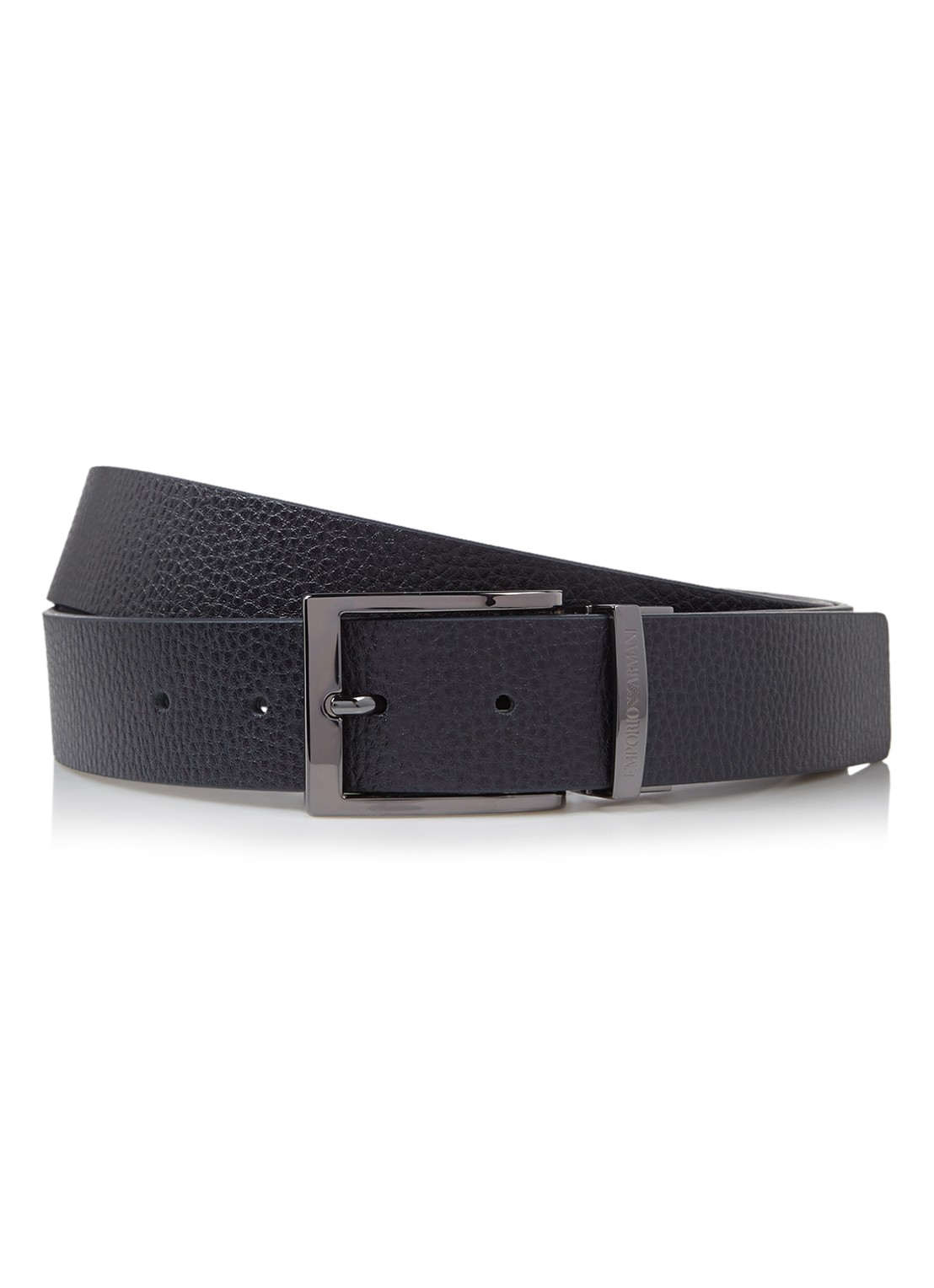 Armani Tongue riem van leer - voorkant donkerblauw