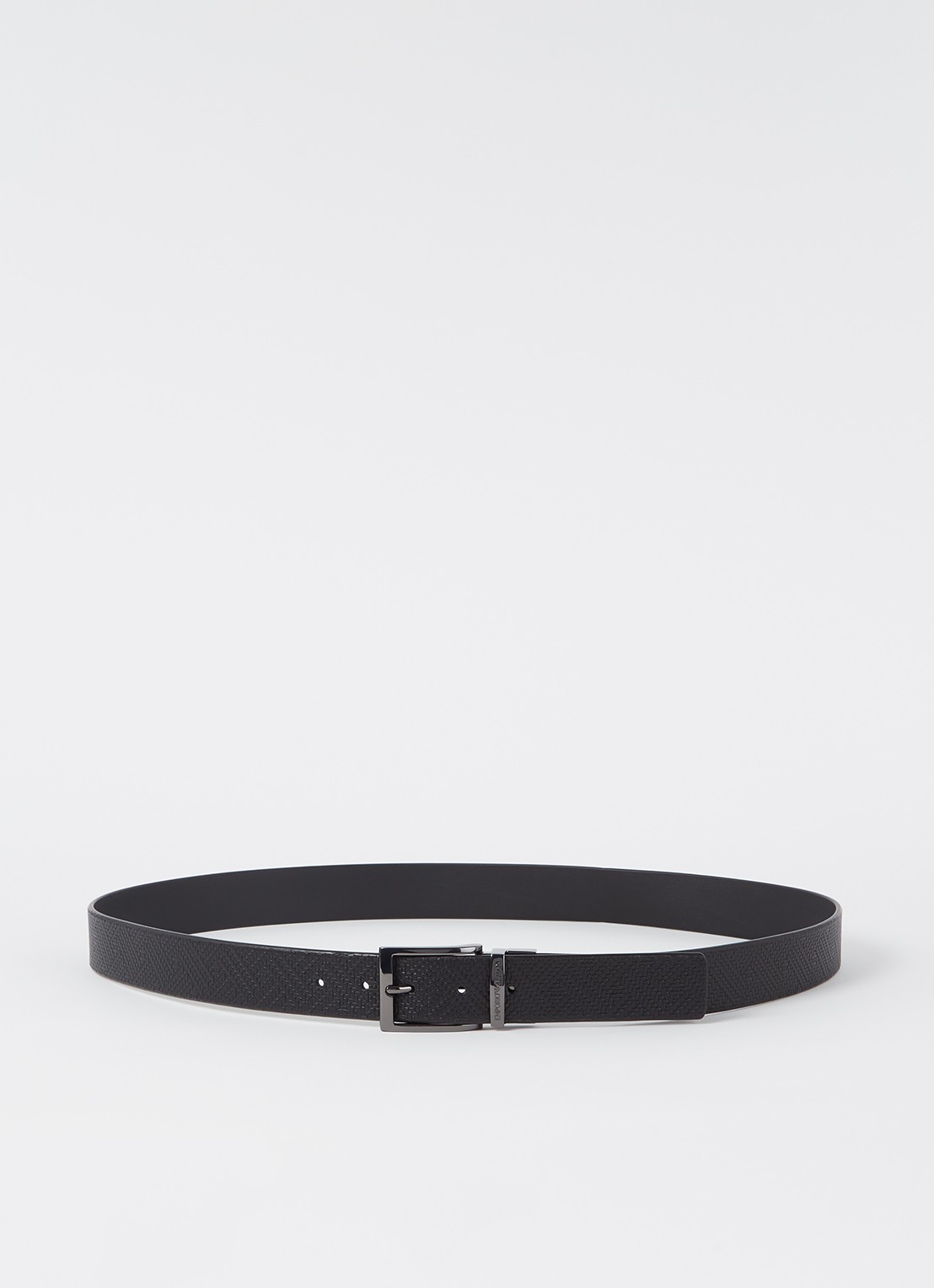 Armani Tongue riem van leer  - voorkant zwart