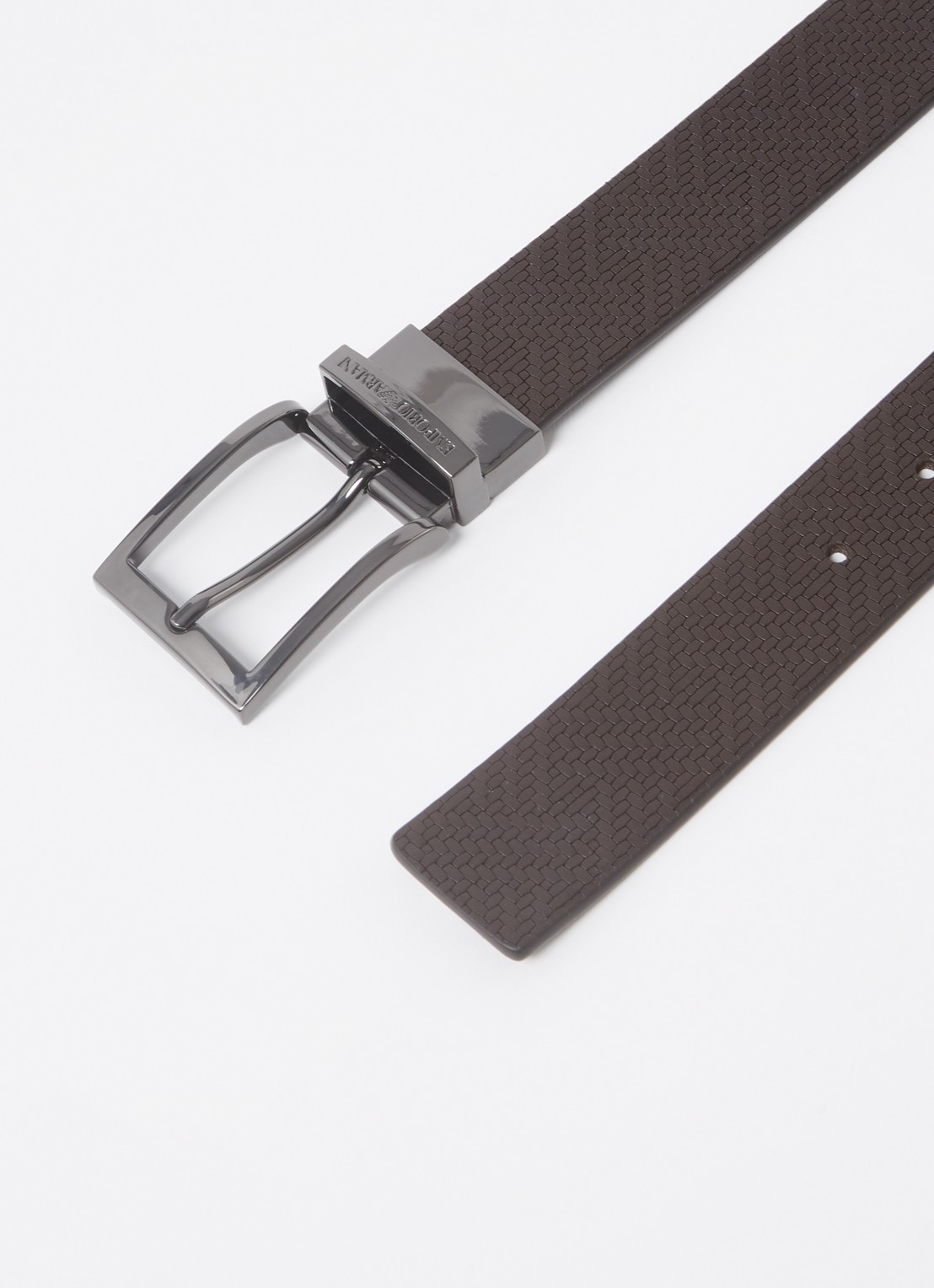 Armani Tongue riem van leer  - detail bruin