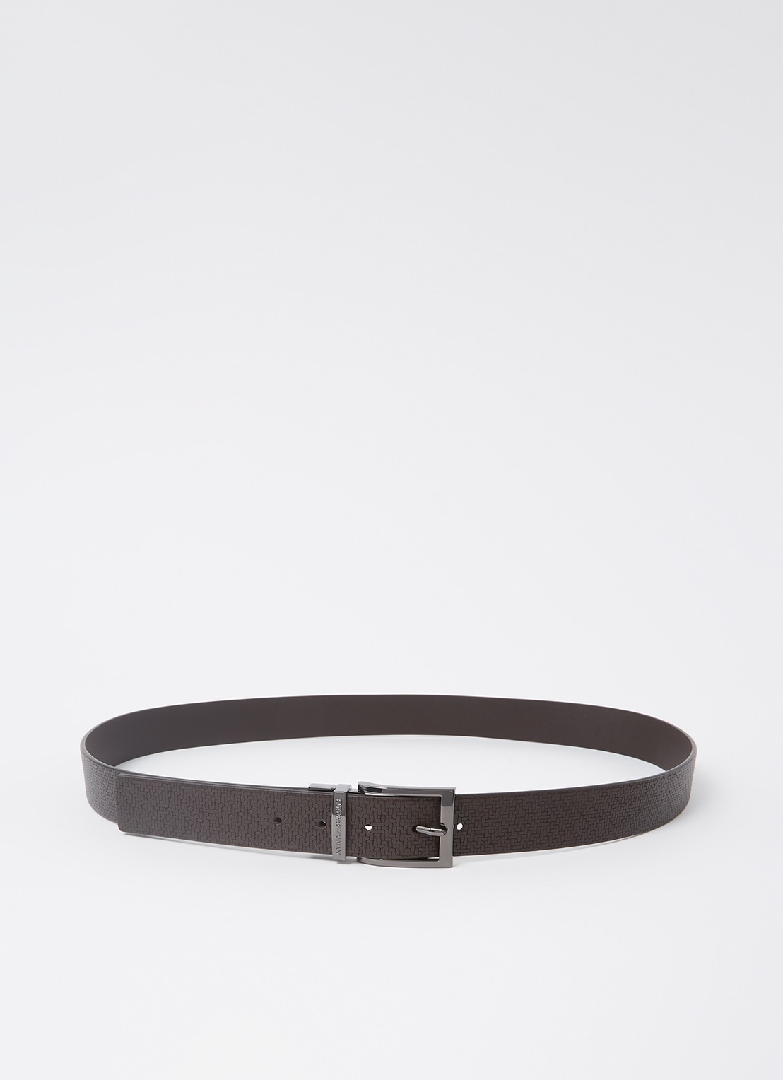 Armani Tongue riem van leer  - voorkant 3 bruin