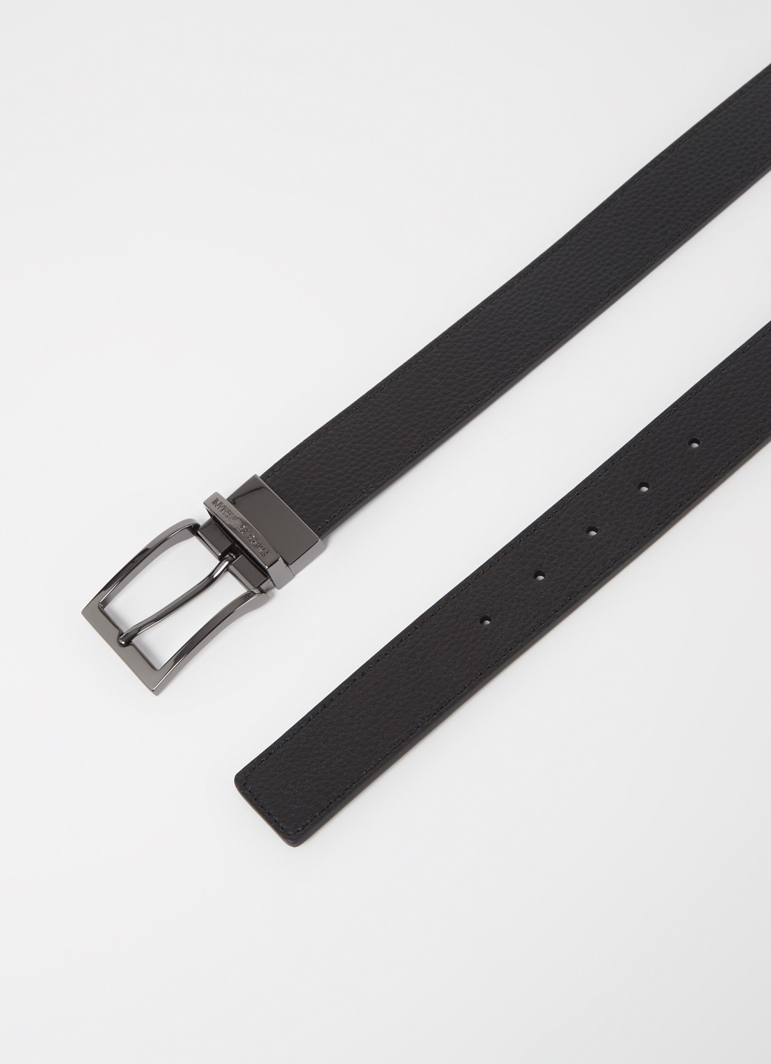 Armani Tongue riem van leer - detail diepzwart