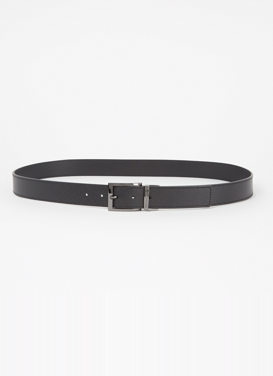Armani Tongue riem van leer - voorkant 3 diepzwart