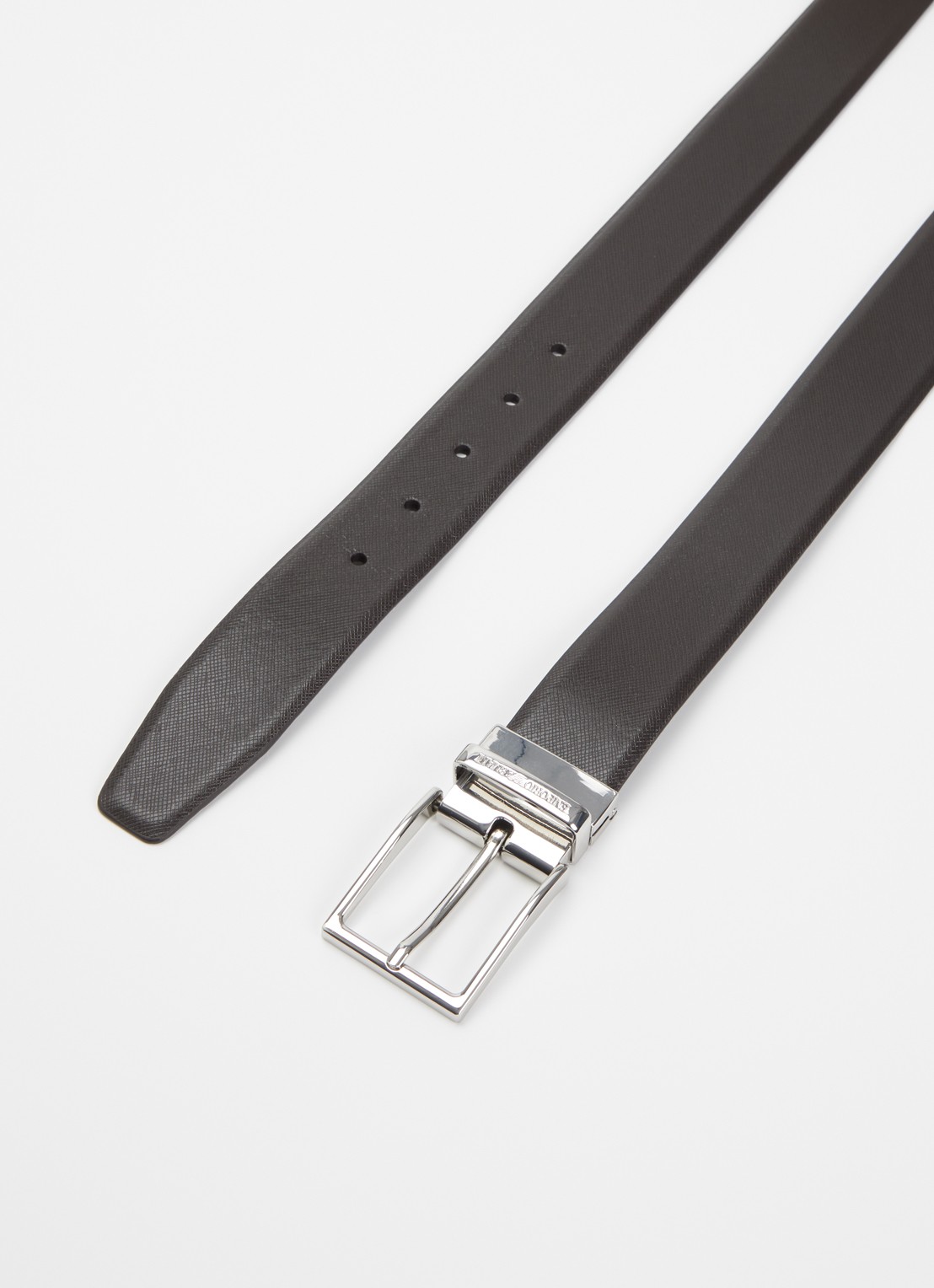 Armani Tongue riem van leer - detail donkerbruin
