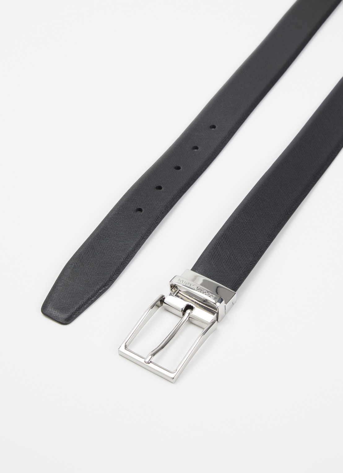Armani Tongue riem van leer - detail 2 zwart