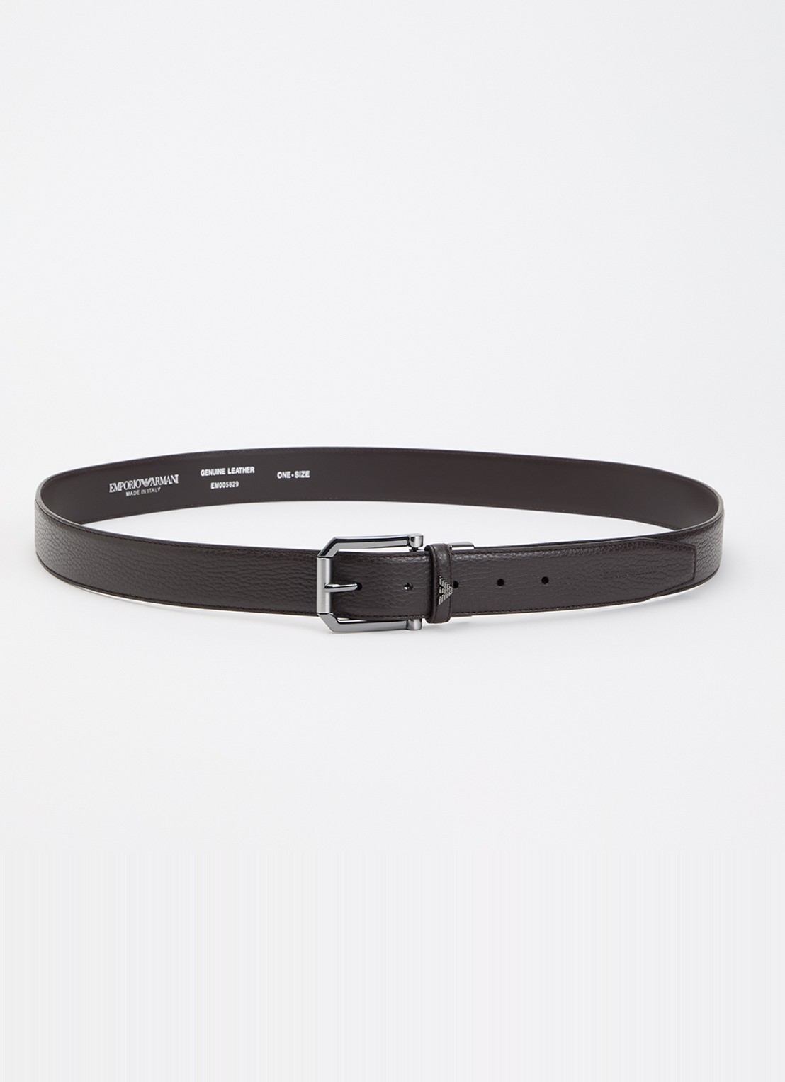Armani Tongue riem van leer   - voorkant 2 donkerbruin