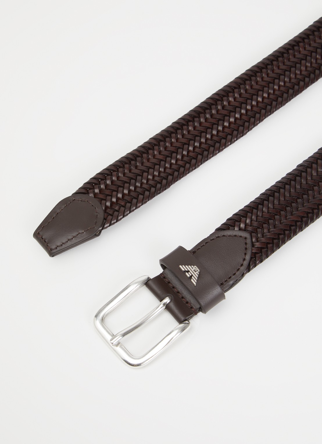 Armani Tongue riem van leer  - detail bruin