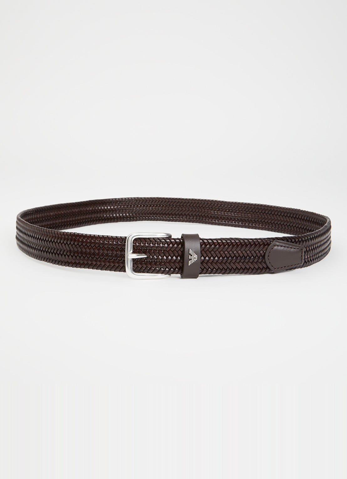 Armani Tongue riem van leer  - voorkant 2 bruin