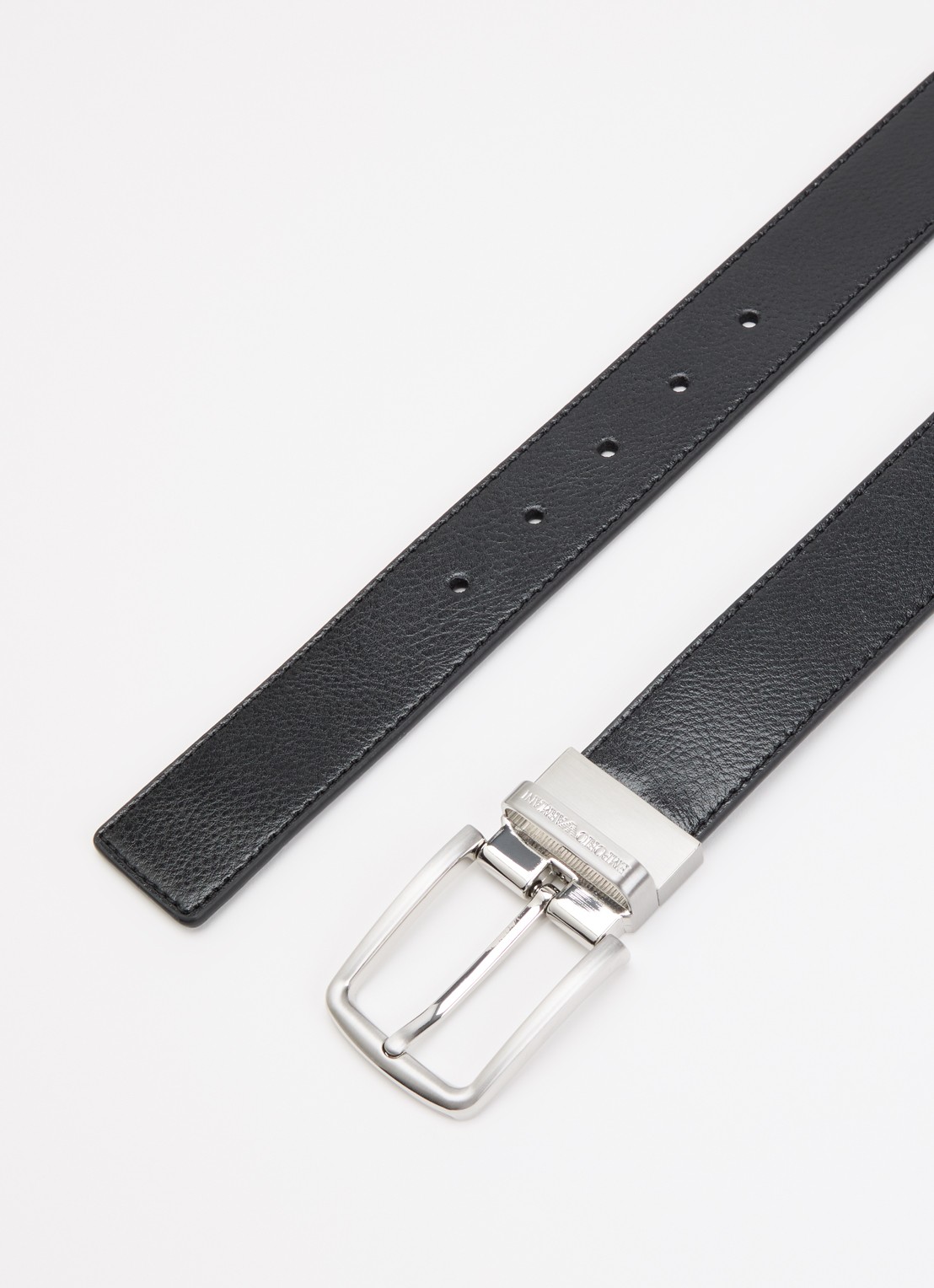 Armani Tongue riem van leer - detail 2 zwart