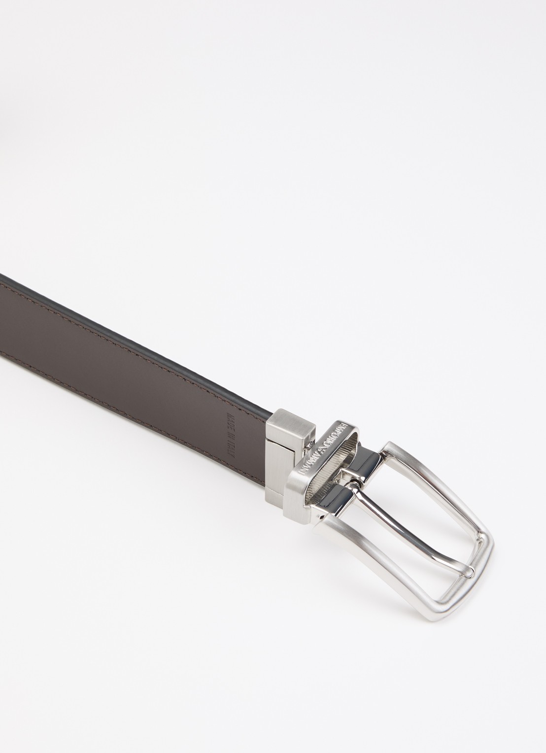Armani Tongue riem van leer - detail 3 zwart
