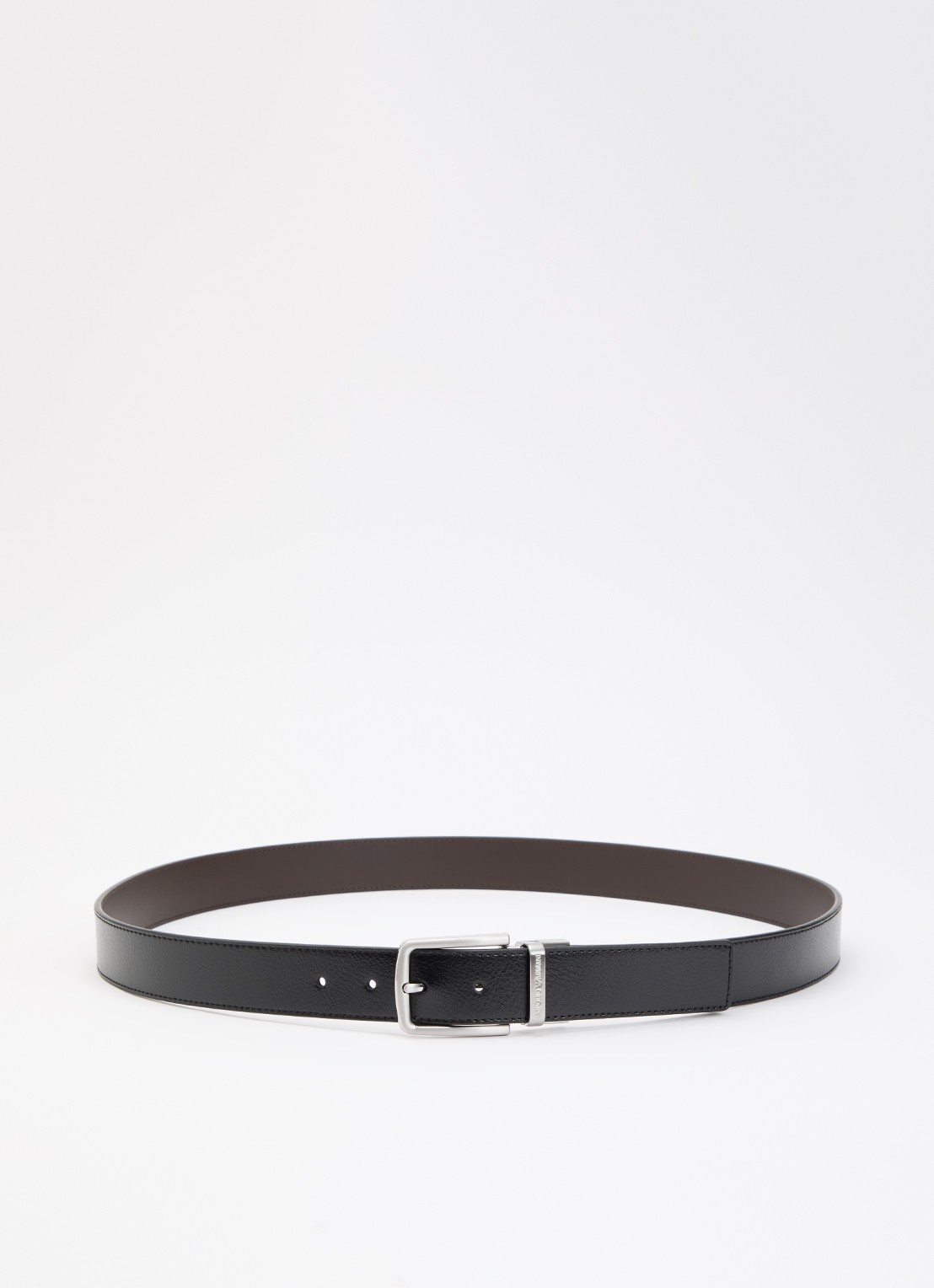 Armani Tongue riem van leer - voorkant zwart