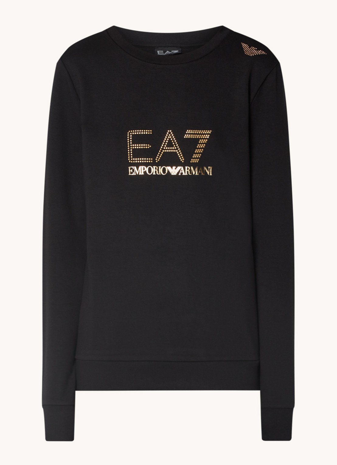 Armani Trainings sweater met logo en strass - voorkant 3 zwart