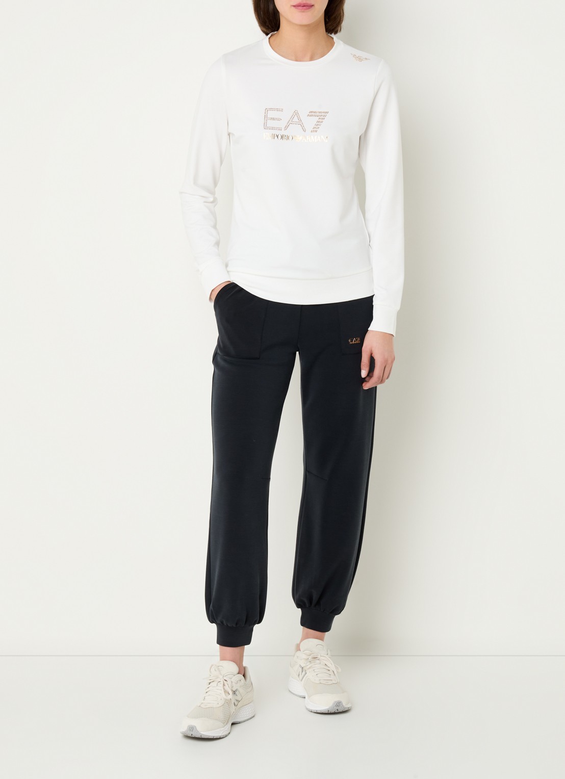 Armani Trainings sweater met logo en strass - voorkant 3 wit