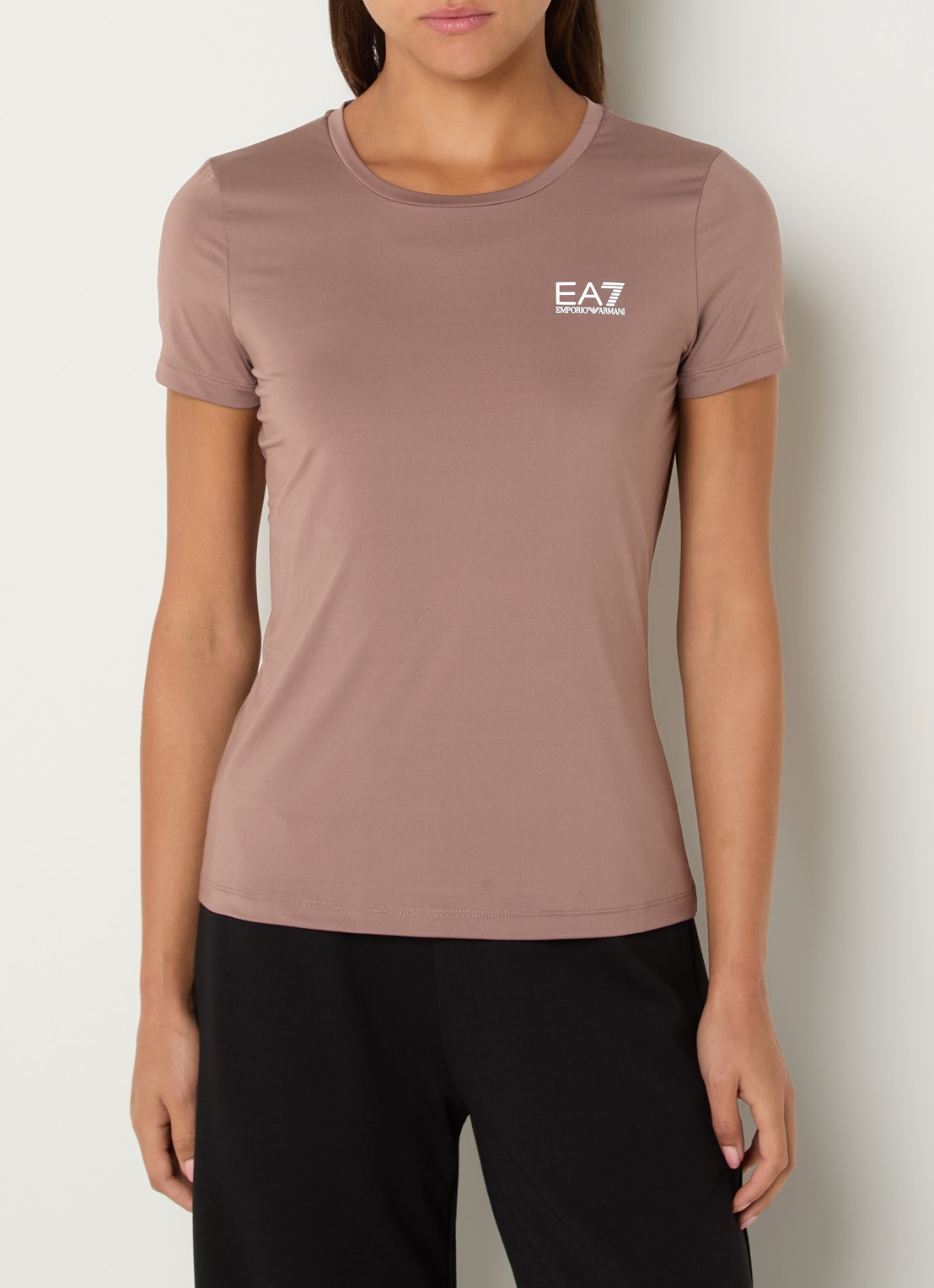 Armani Trainings T-shirt met logo en stretch - detail 4 taupe