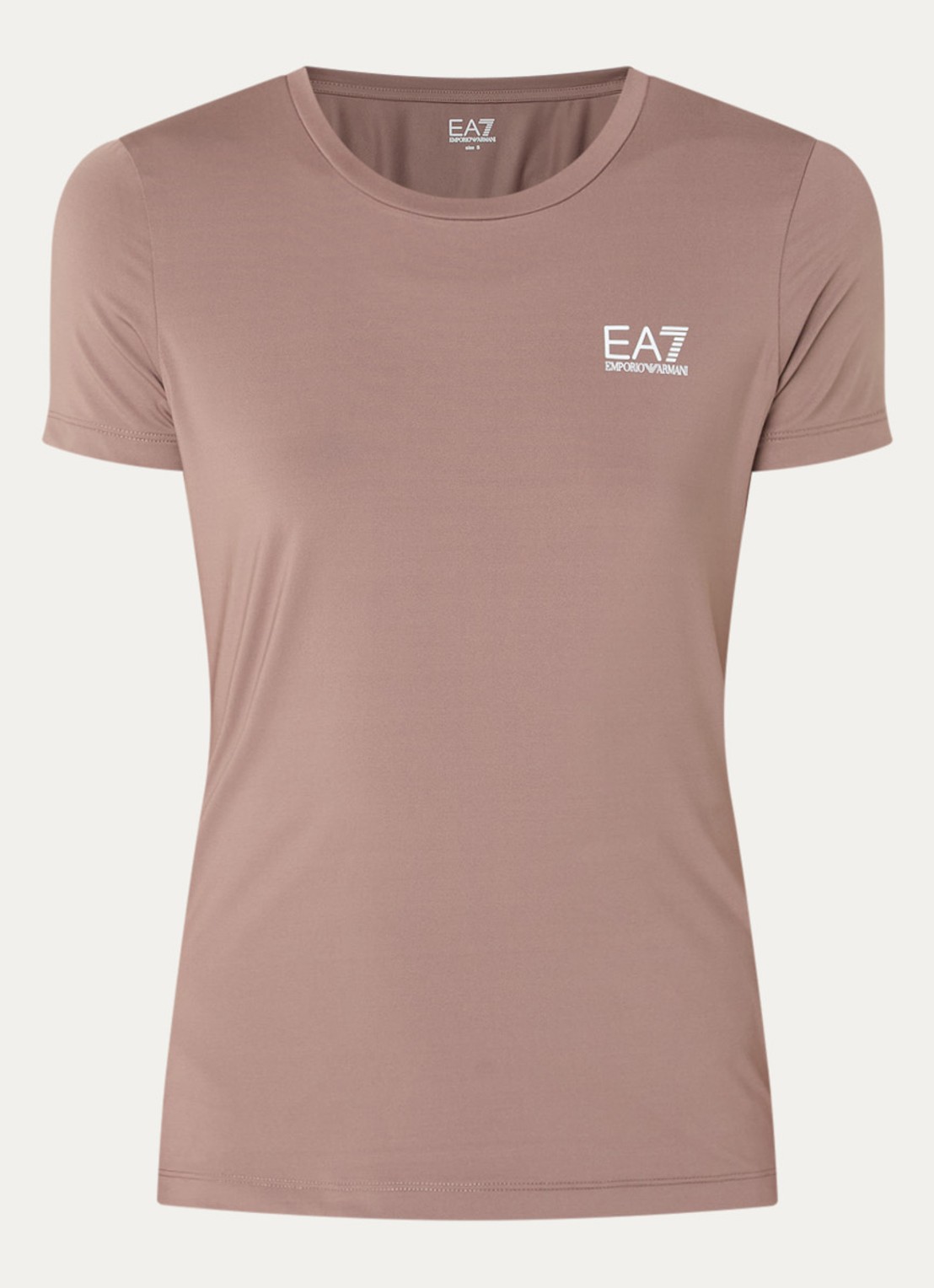 Armani Trainings T-shirt met logo en stretch - voorkant taupe