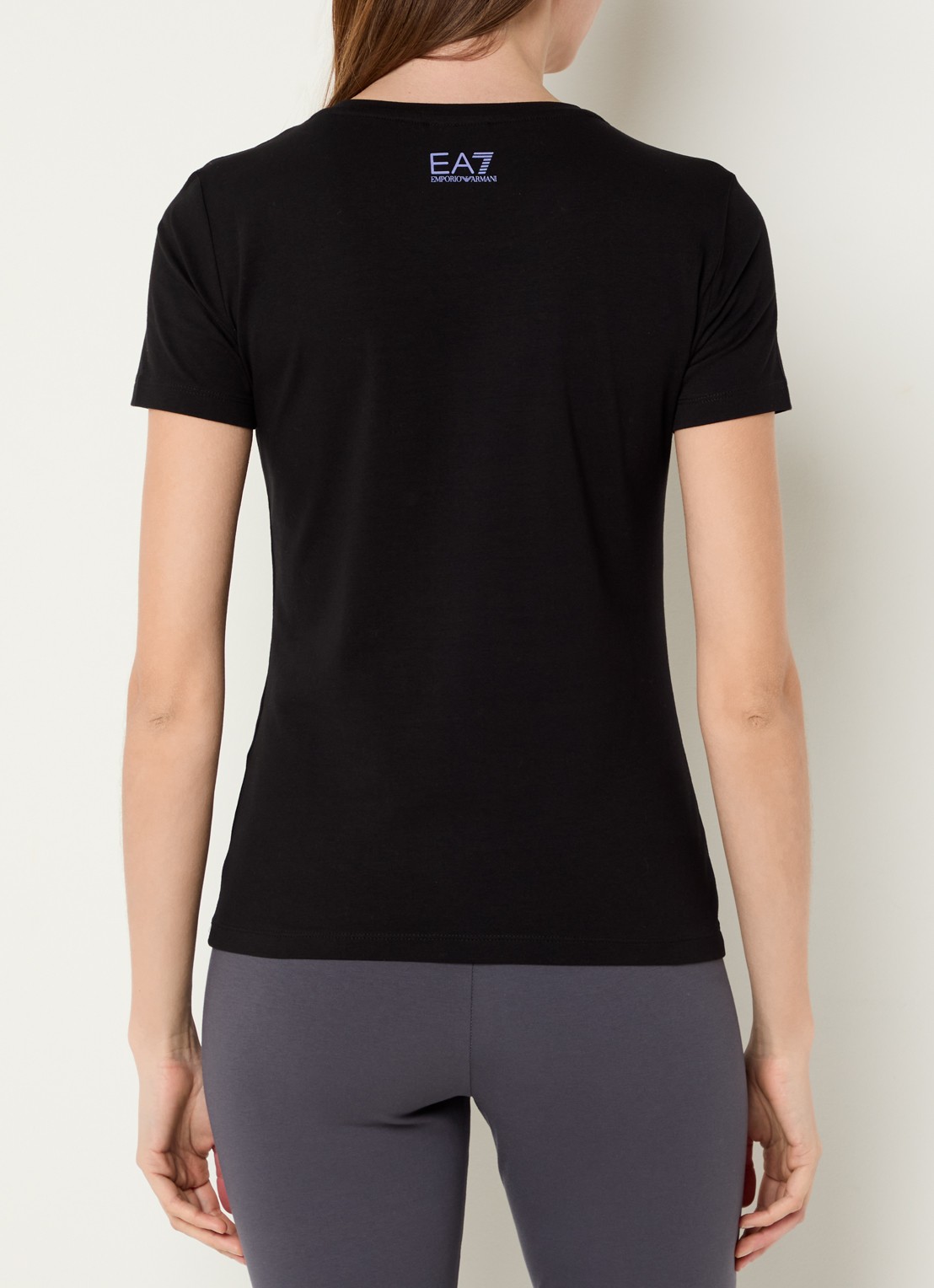 Armani Trainings T-shirt met logoprint en pailletten - achterkant zwart