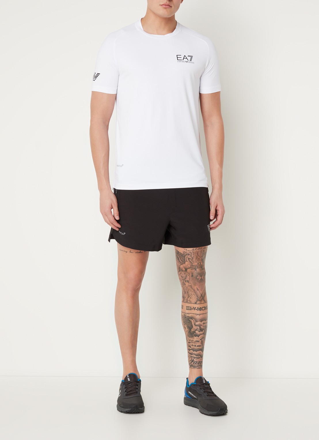 Armani Trainings T-shirt met logoprint - voorkant 3 wit