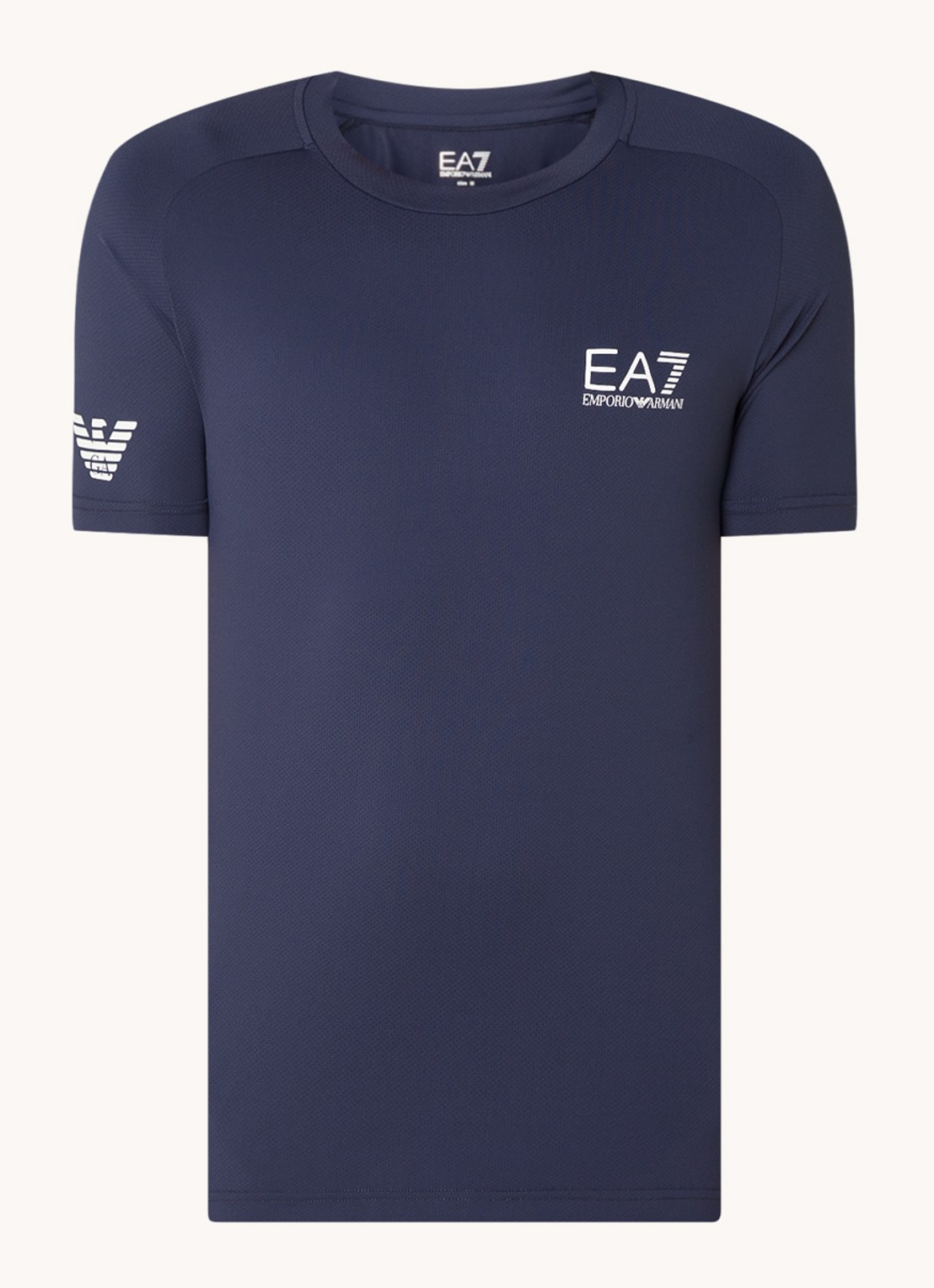 Armani Trainings T-shirt met logoprint - voorkant blauw