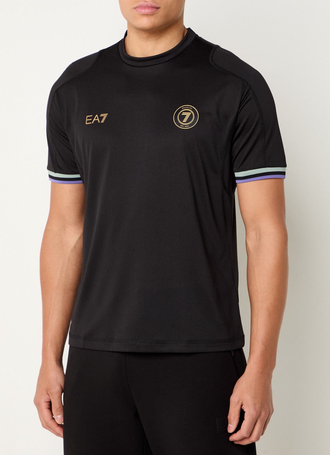 Armani Trainings T-shirt met logoprint - detail zwart