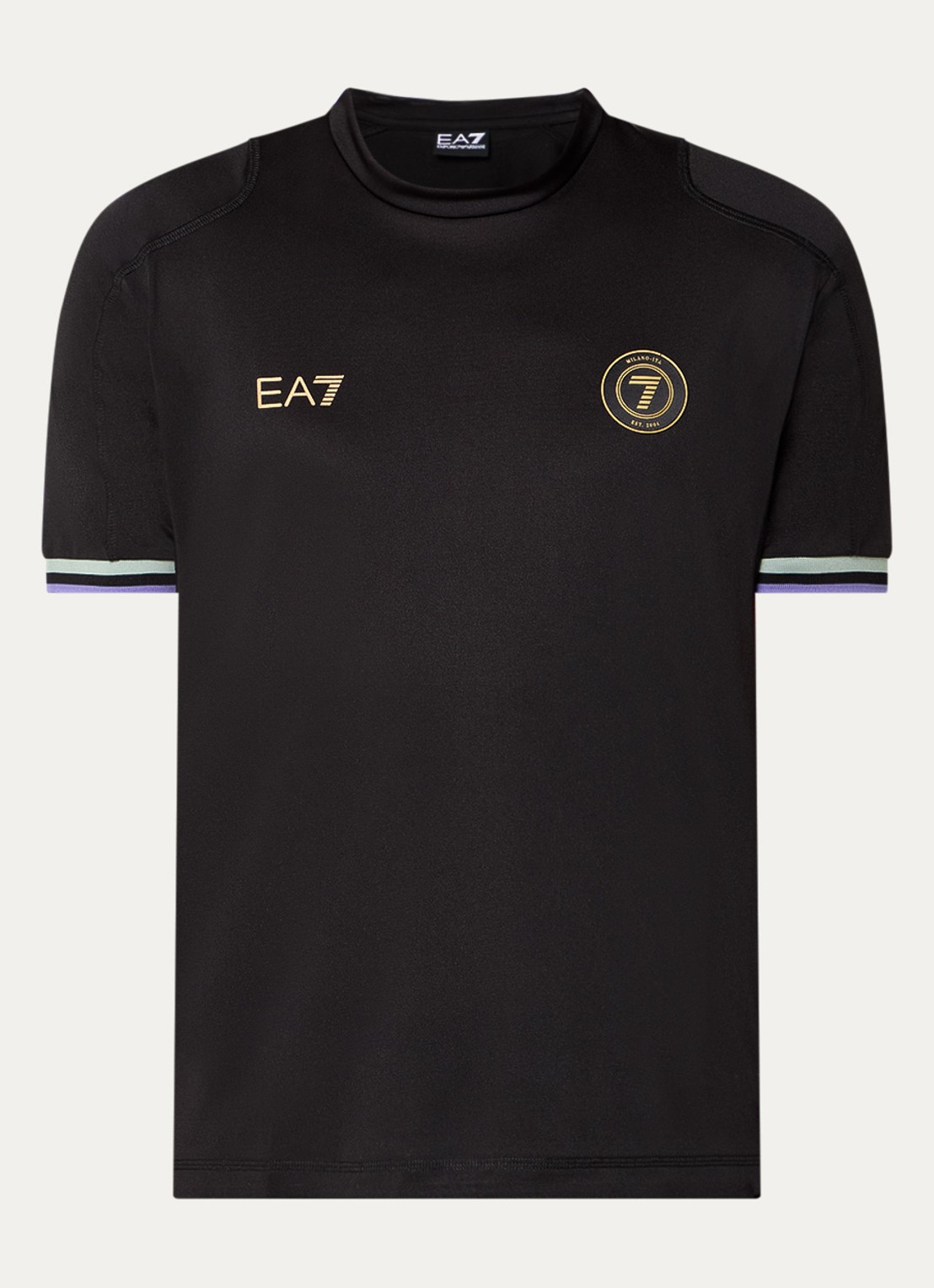 Armani Trainings T-shirt met logoprint - voorkant 2 zwart