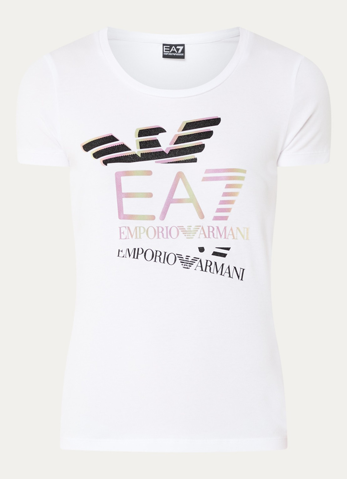Armani Trainings T-shirt met logoprint - voorkant 3 wit