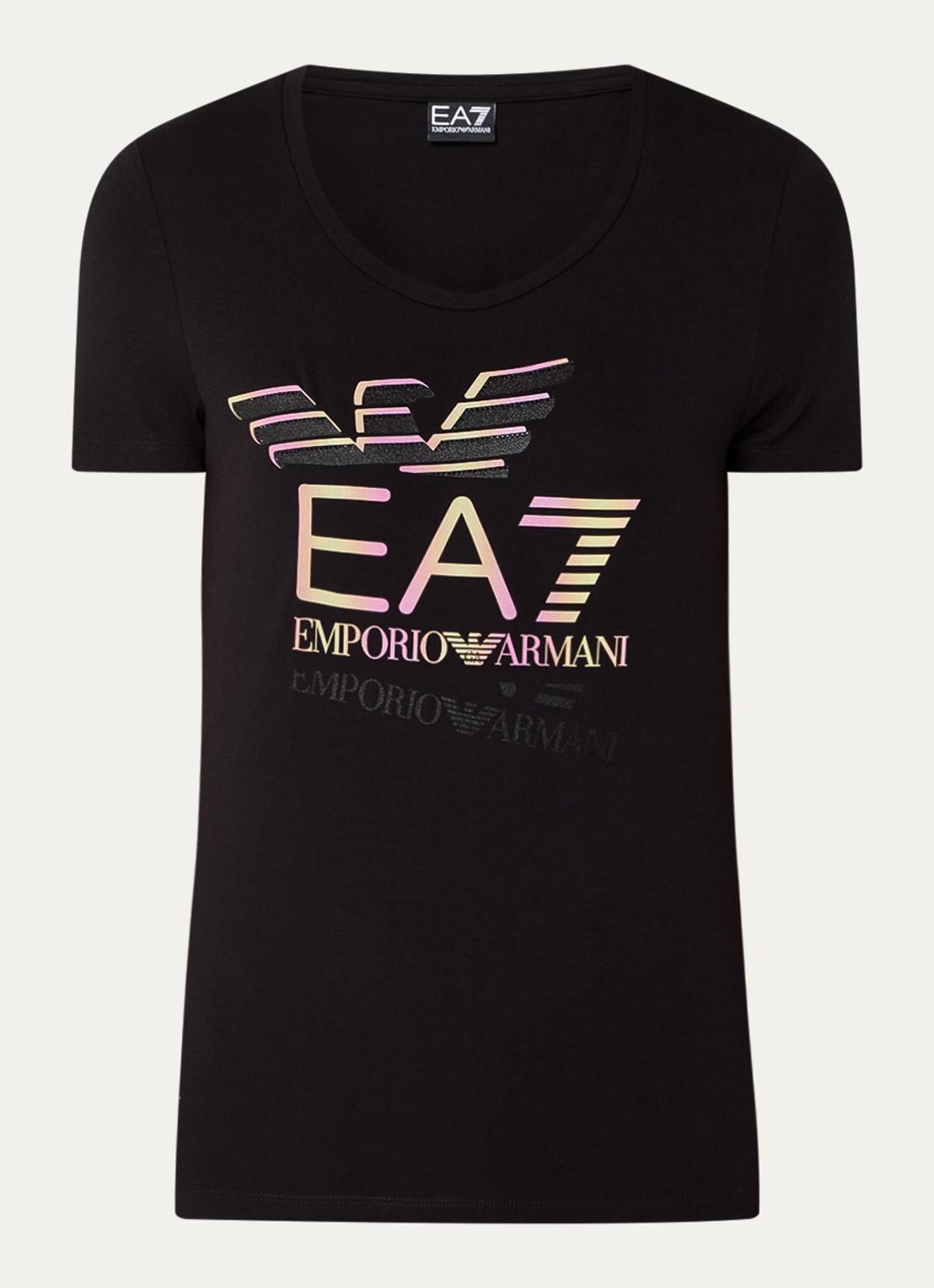 Armani Trainings T-shirt met logoprint - voorkant 2 zwart