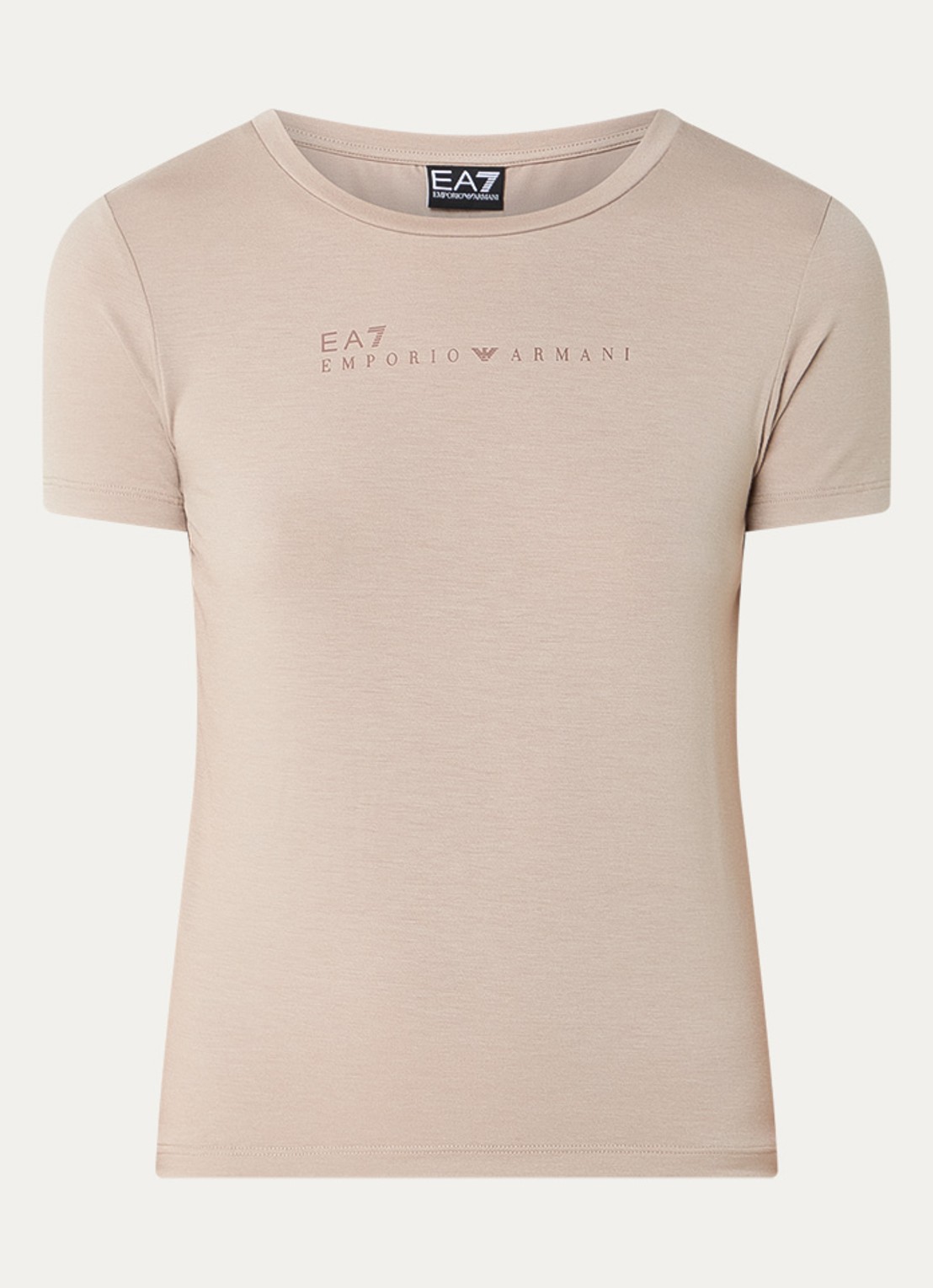 Armani Trainings T-shirt met logoprint - voorkant 3 donkerbeige