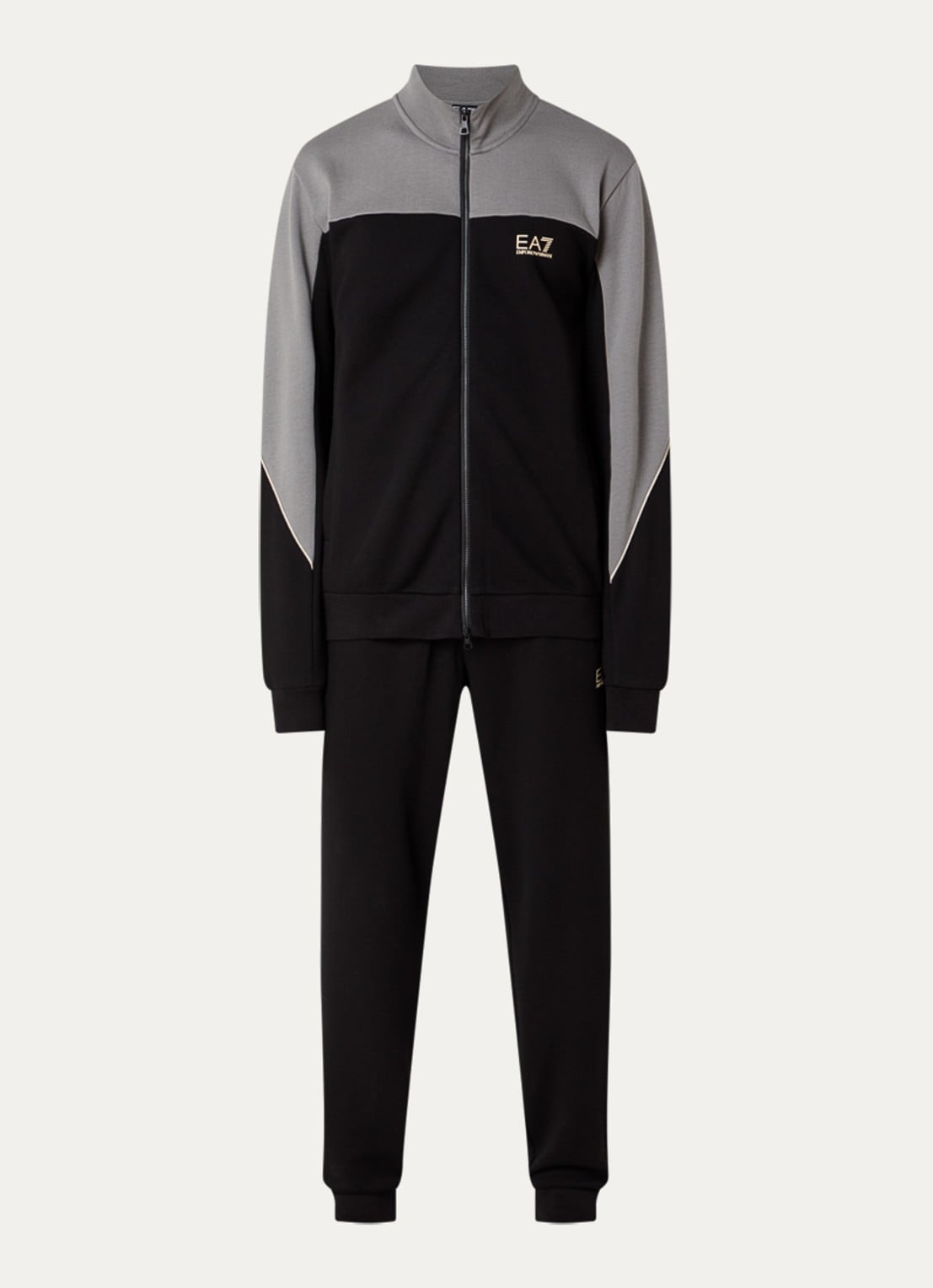 Armani Trainingspak in katoenblend met logo - voorkant zwart