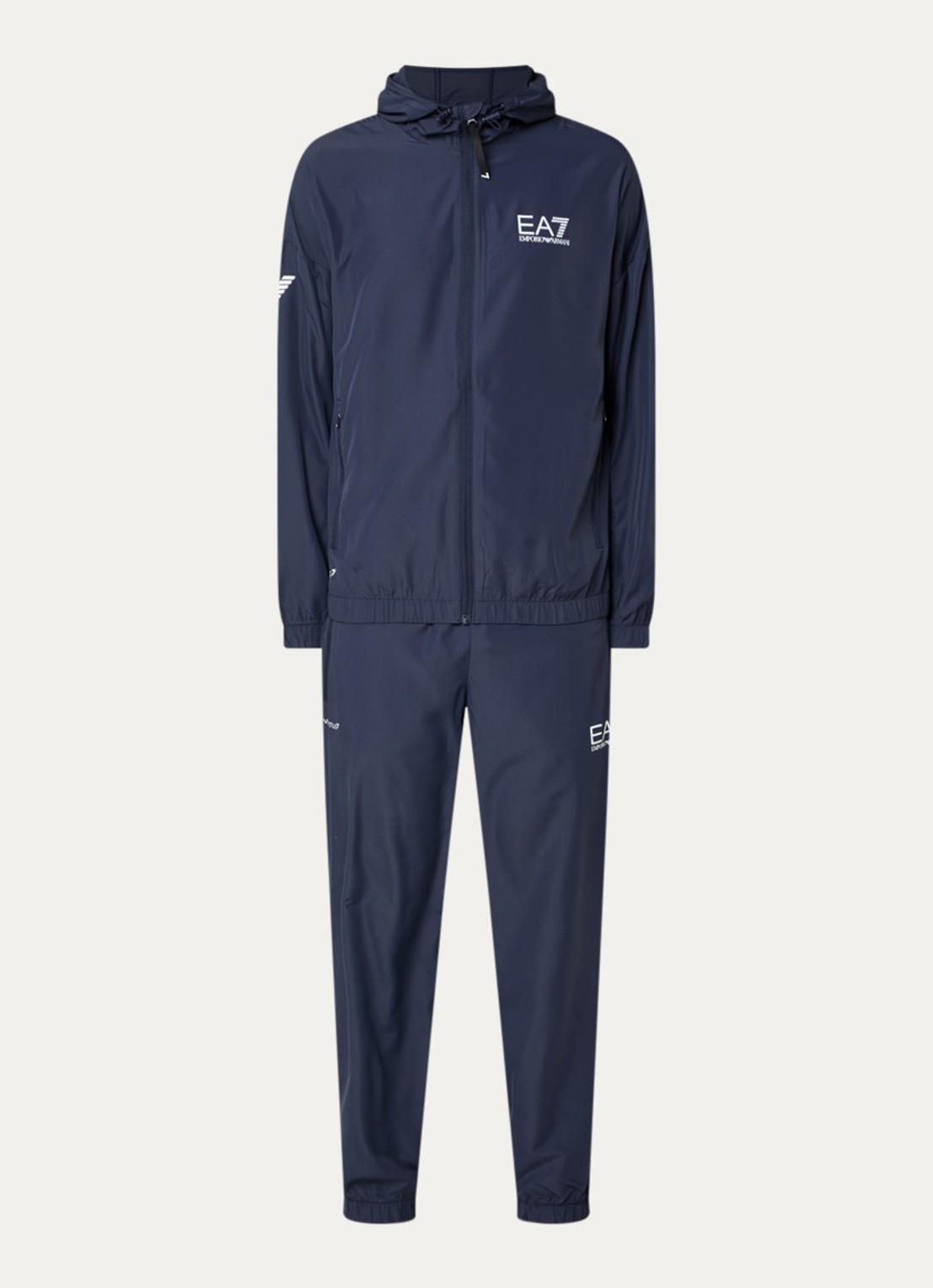 Armani Trainingspak met capuchon en ritszakken - voorkant 2 donkerblauw
