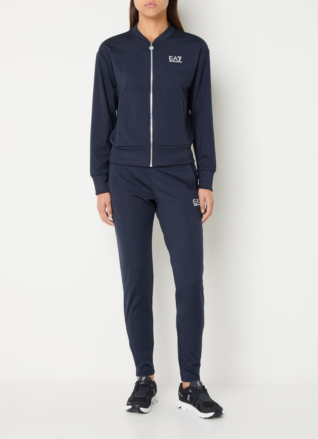 Armani Trainingspak met logo en steekzakken - detail donkerblauw