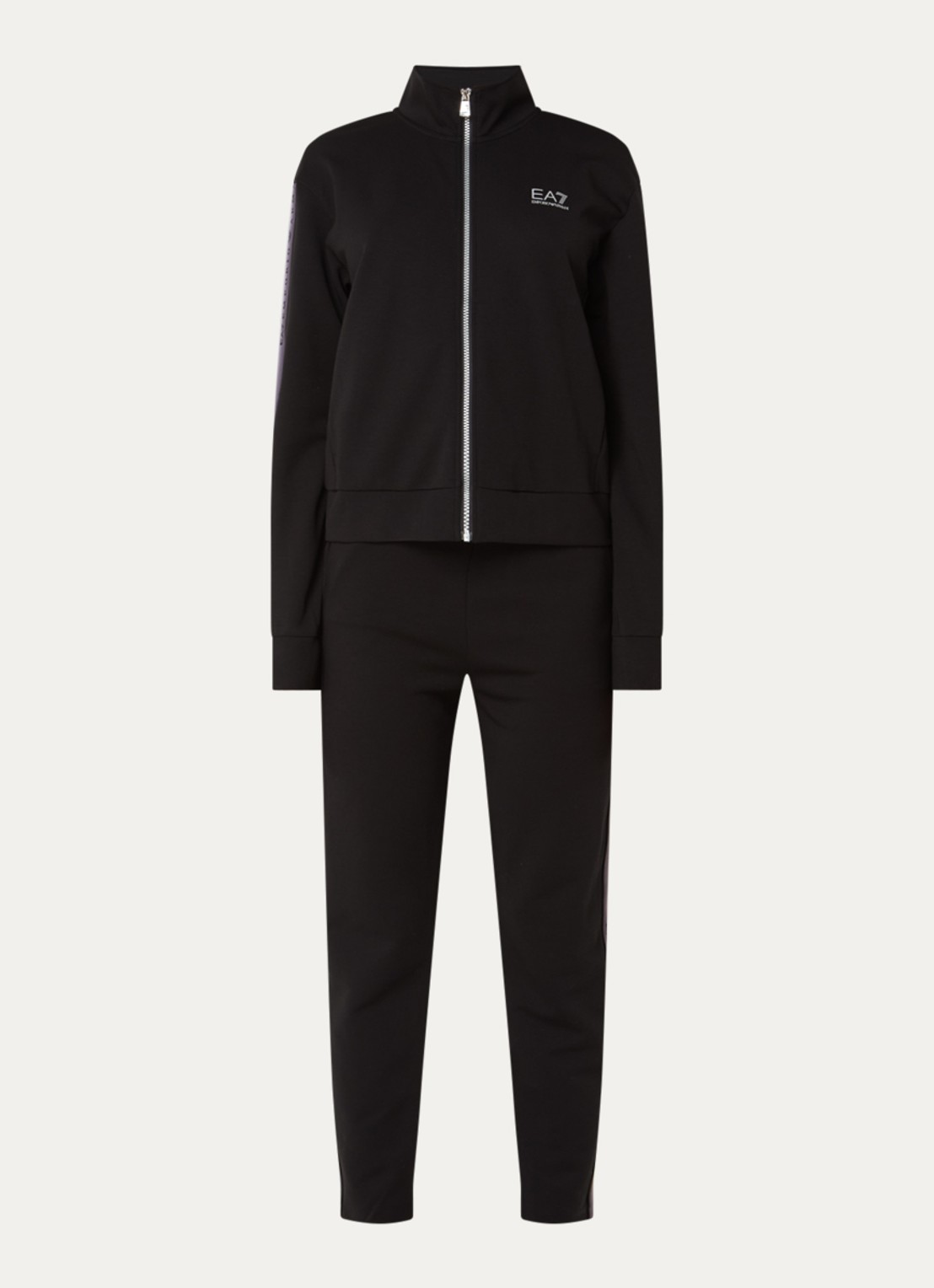 Armani Trainingspak met logoband en steekzakken - voorkant zwart