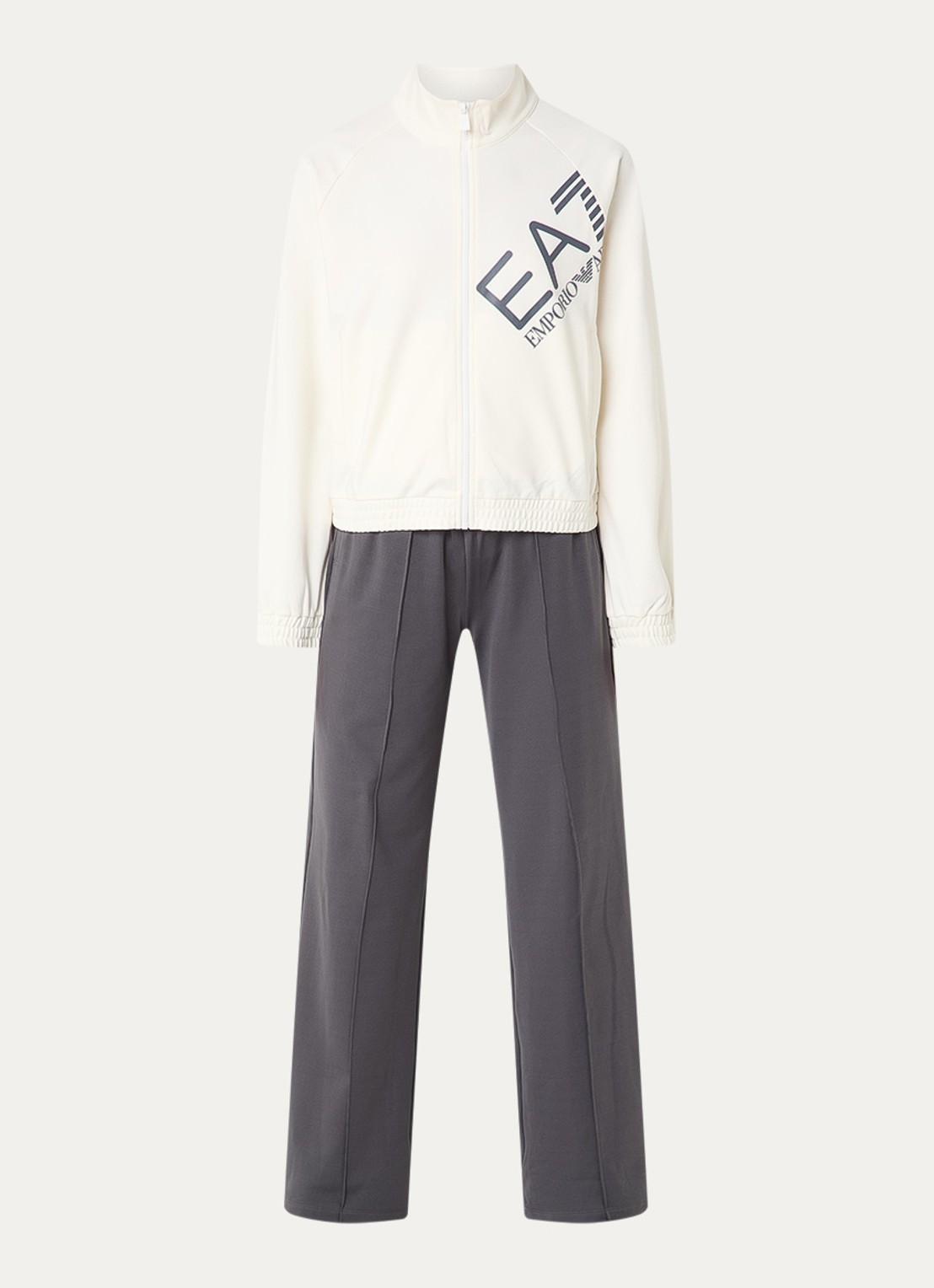 Armani Trainingspak met logoprint en paspelzakken - voorkant 2 grijs