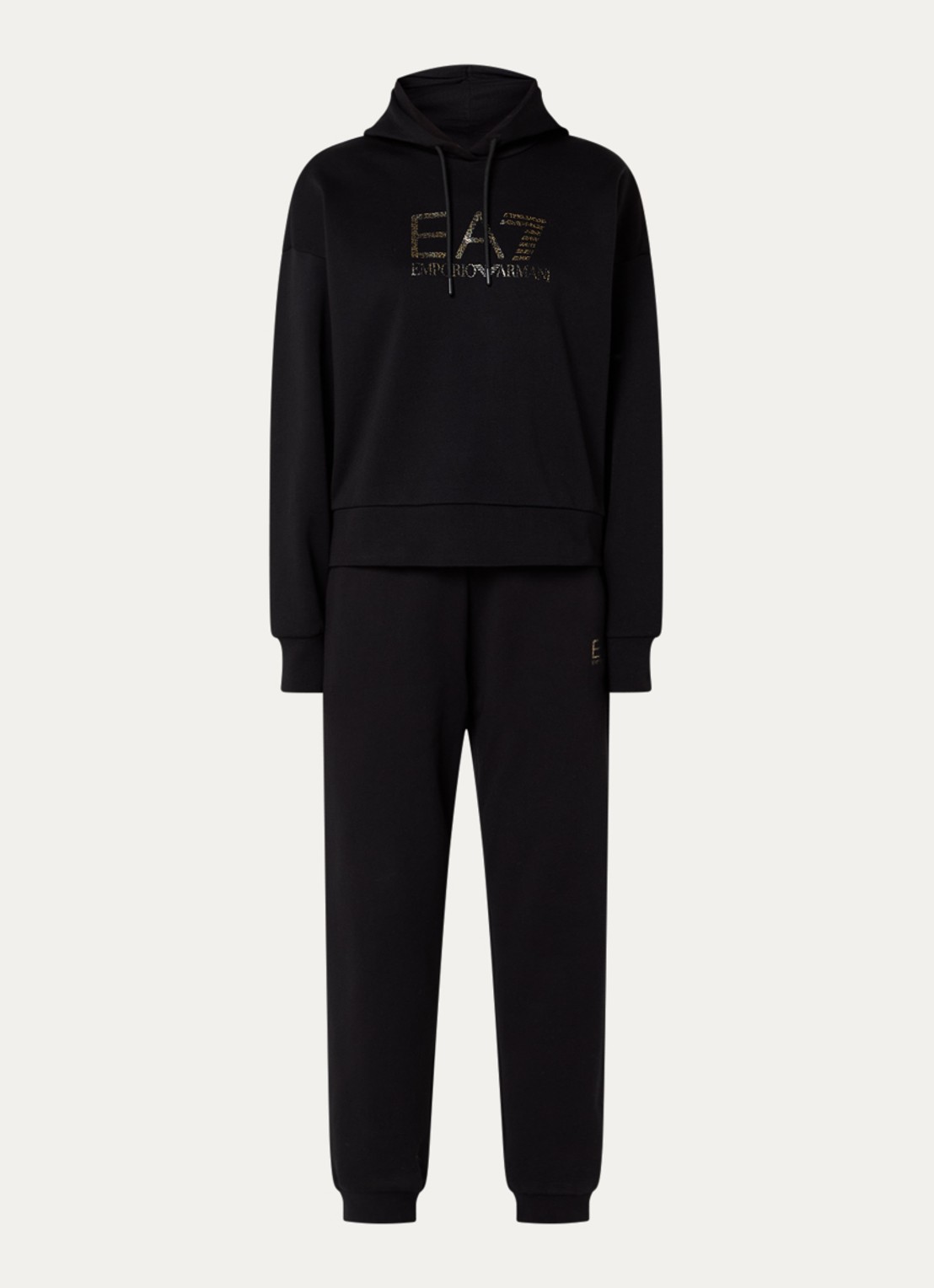 Armani Trainingspak met logoprint en steekzakken - voorkant zwart