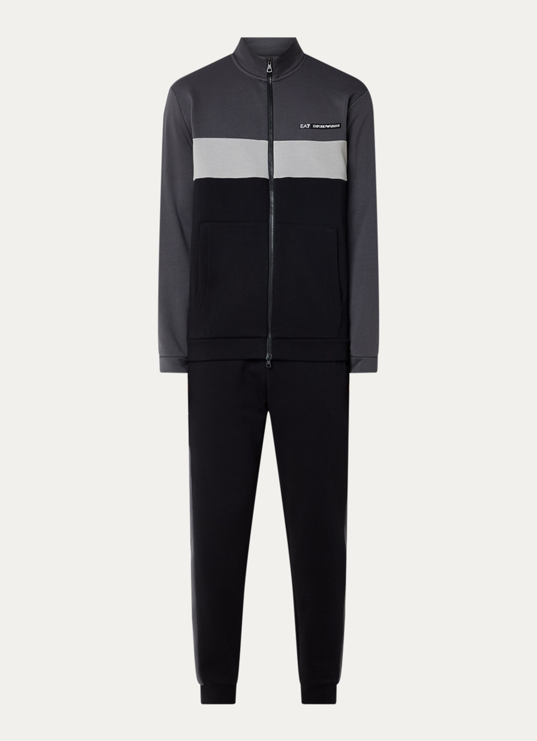 Armani Trainingspak met steekzakken en logo - voorkant zwart