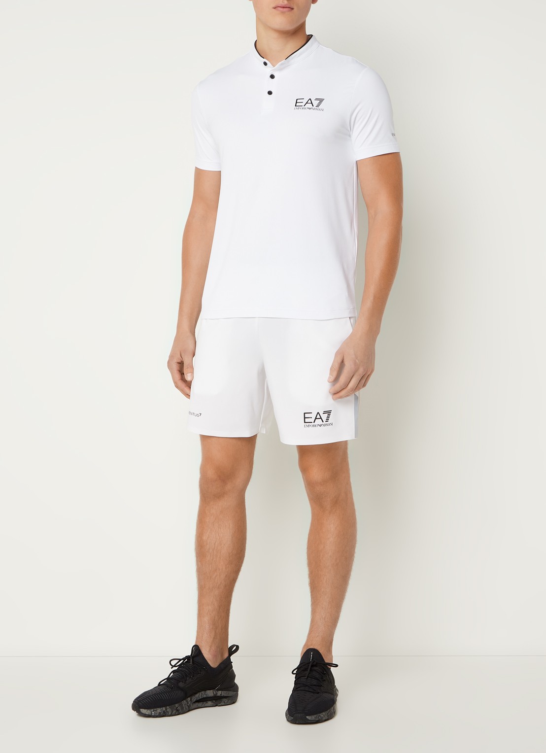 Armani Trainingsshorts met logoprint en steekzakken  - voorkant 3 wit