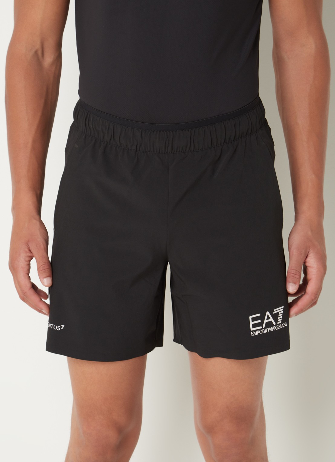 Armani Trainingsshorts met logoprint en steekzakken  - detail zwart