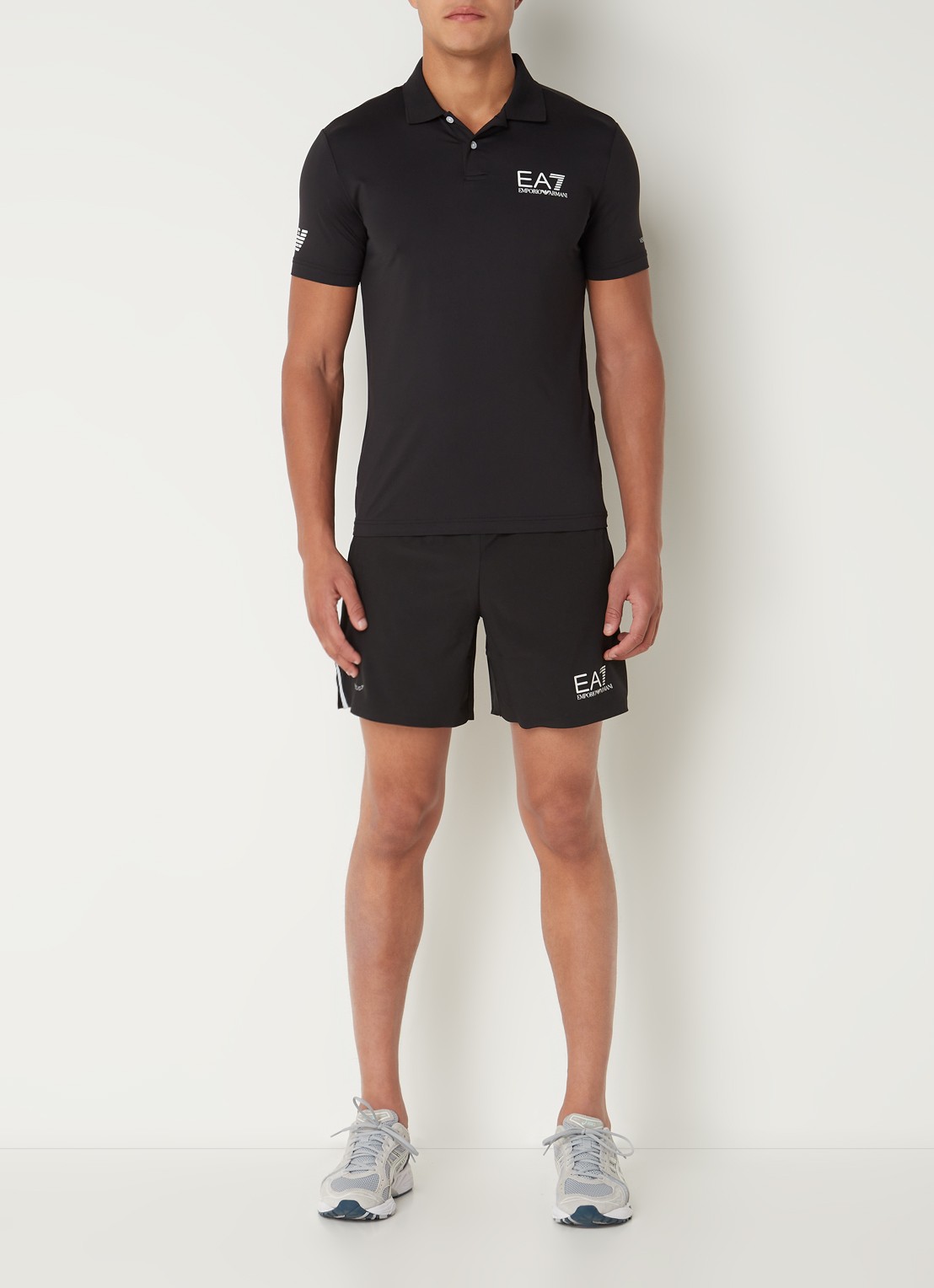 Armani Trainingsshorts met logoprint en steekzakken  - voorkant 4 zwart