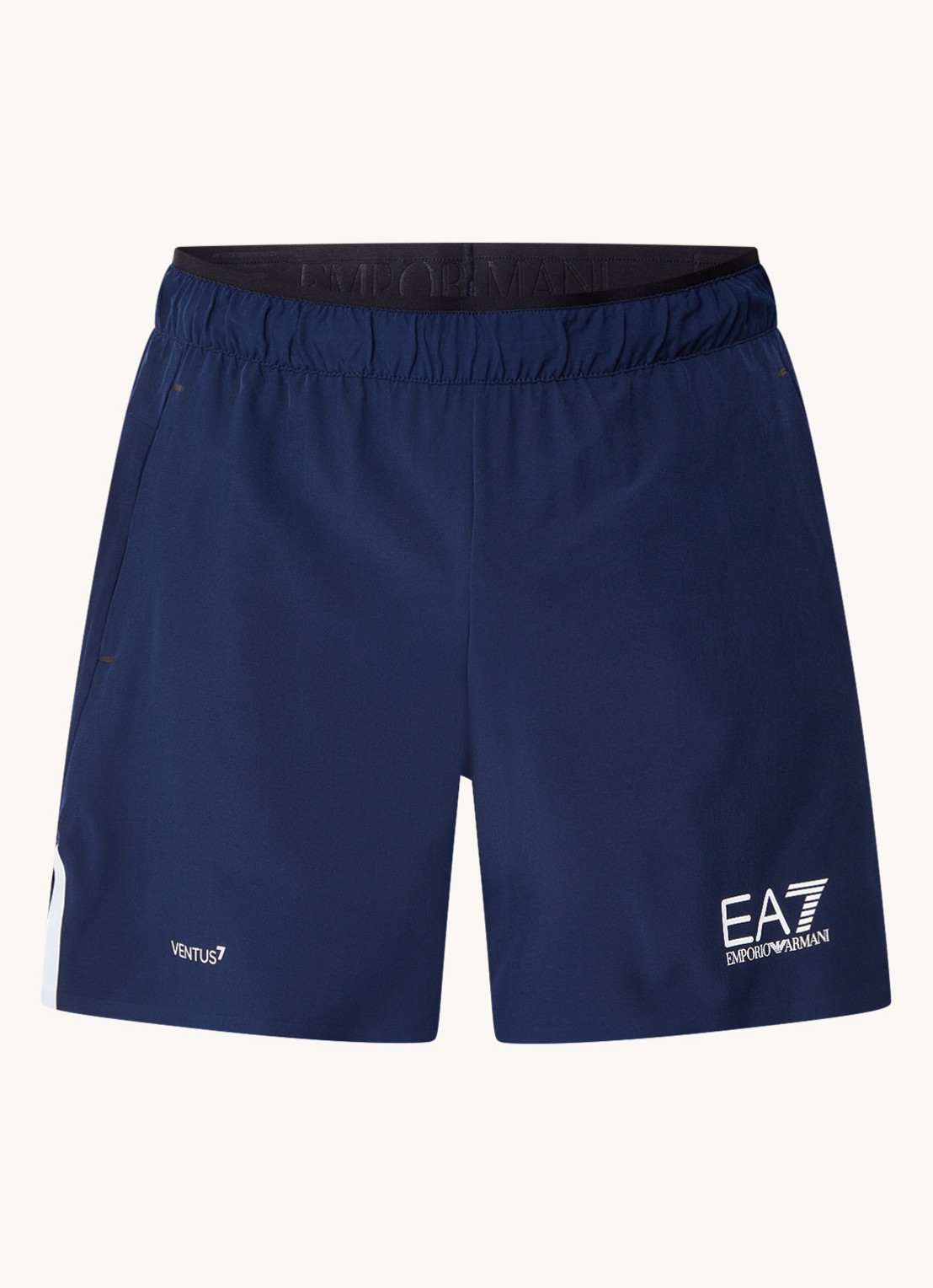 Armani Trainingsshorts met logoprint en steekzakken  - voorkant blauw