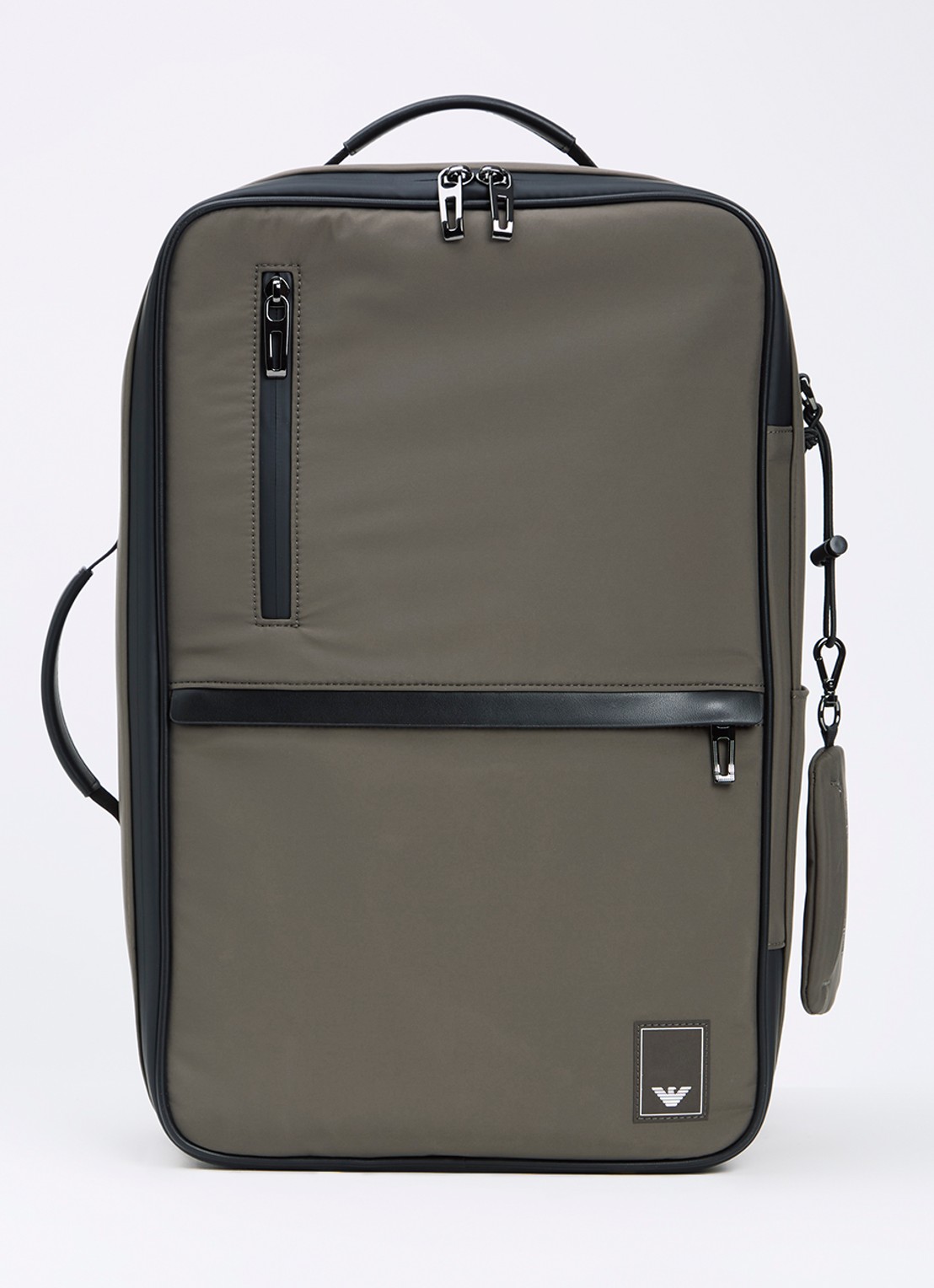 Armani Travel Essentials rugzak met logo - voorkant 3 bronsgroen