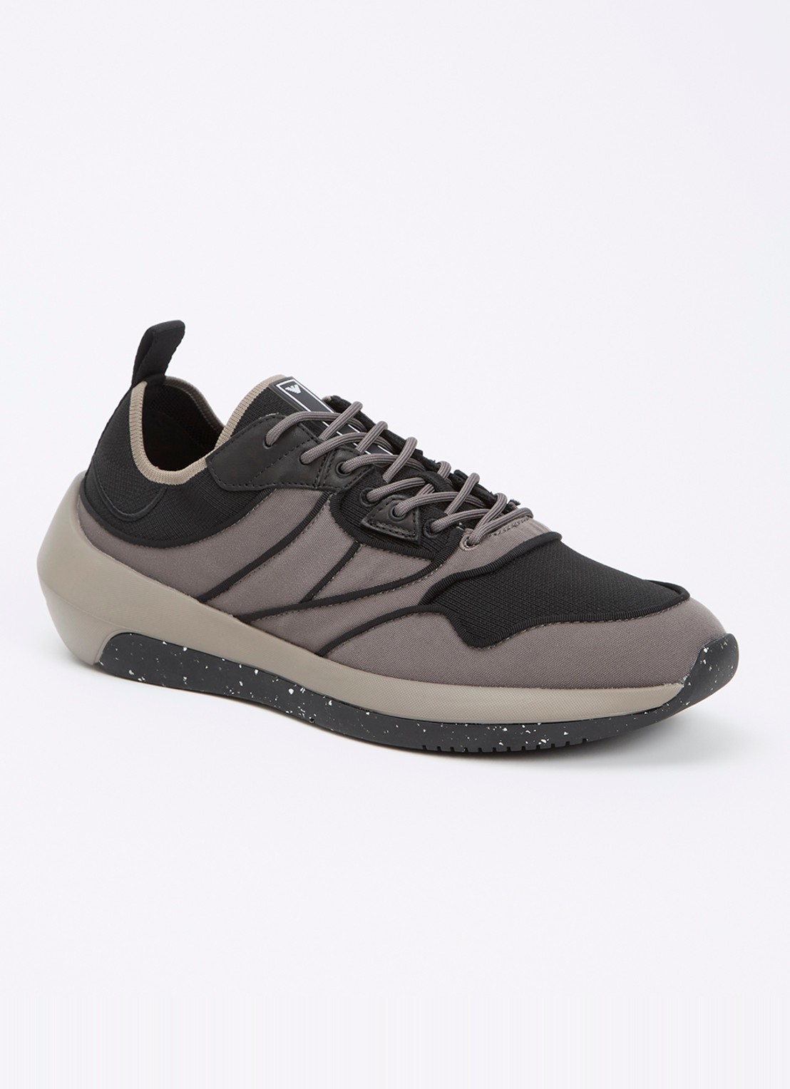 Armani Travel Essentials sneaker met leren details - voorkant 5 donkergrijs