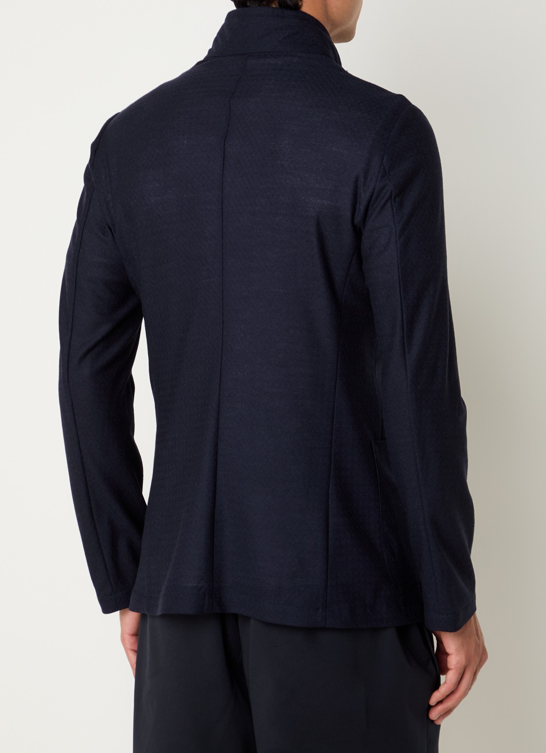 Armani Vest van scheerwol met gemêleerd dessin - achterkant donkerblauw