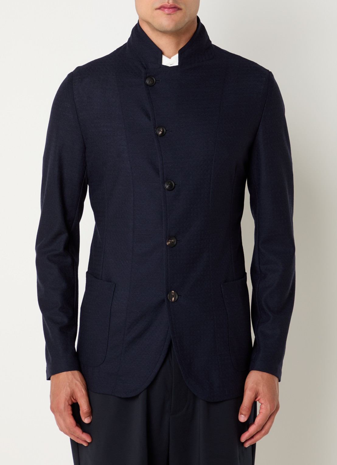 Armani Vest van scheerwol met gemêleerd dessin - detail 4 donkerblauw