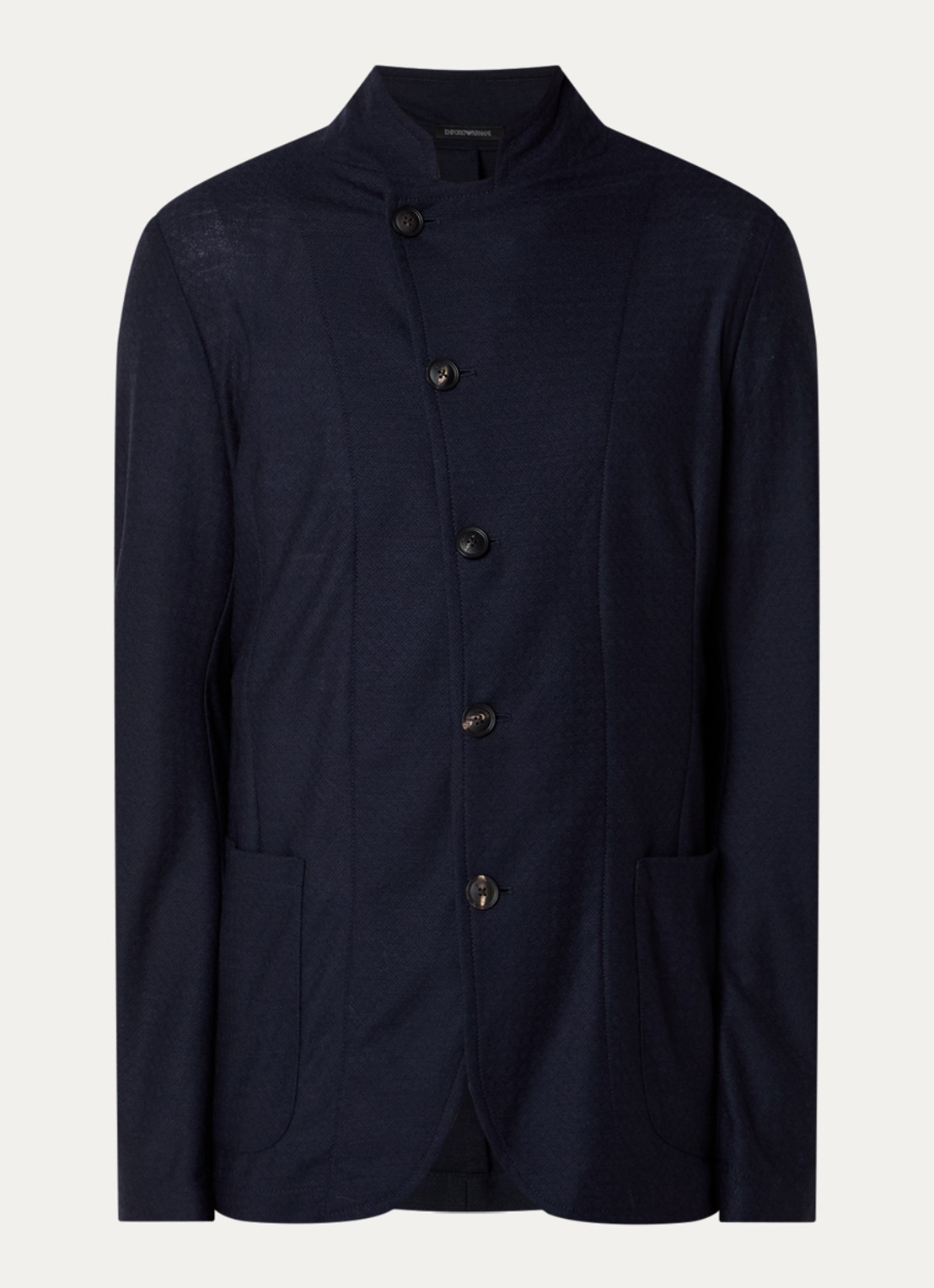 Armani Vest van scheerwol met gemêleerd dessin - voorkant 2 donkerblauw