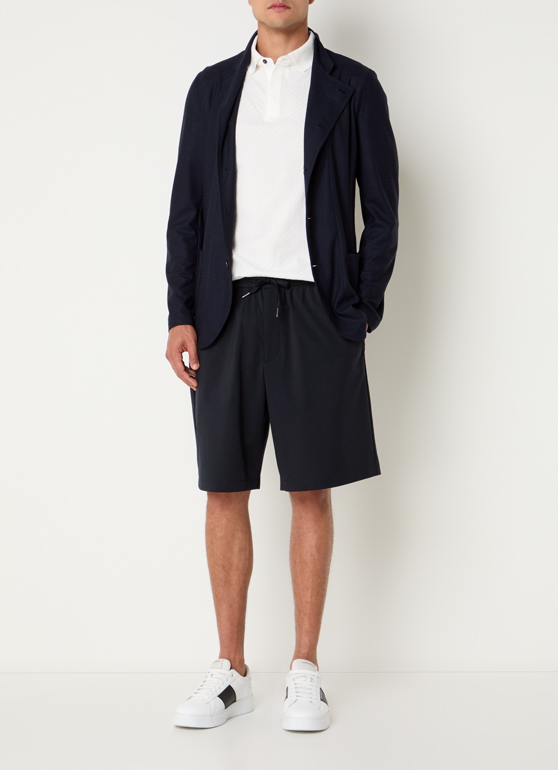 Armani Vest van scheerwol met gemêleerd dessin - voorkant 3 donkerblauw